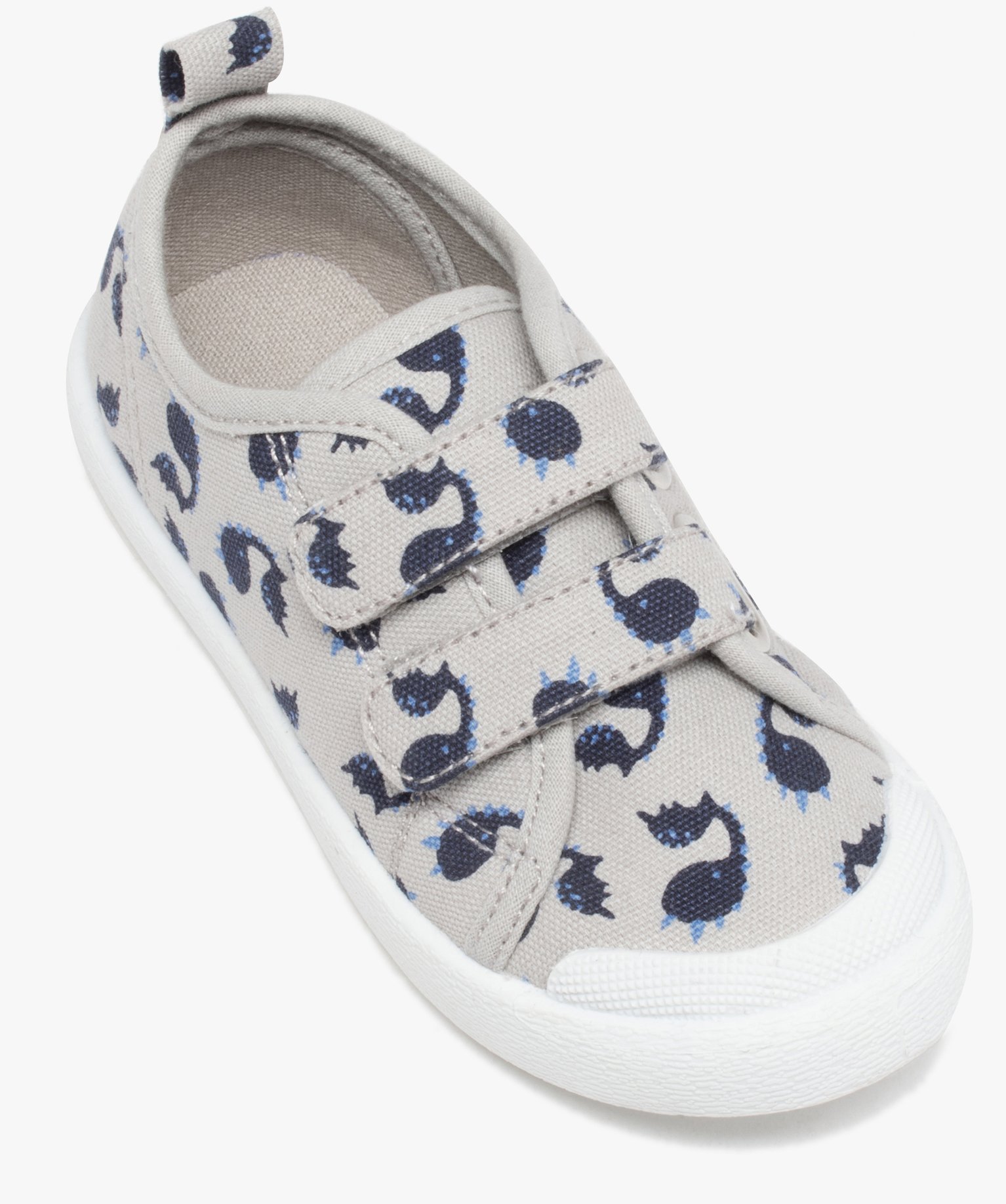 Baskets Garçon en toile imprimée fermeture scratch gris | GEMO