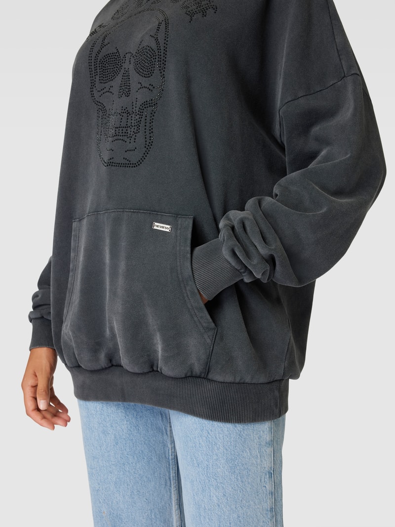 Hoodie mit Ziersteinbesatz in anthrazit