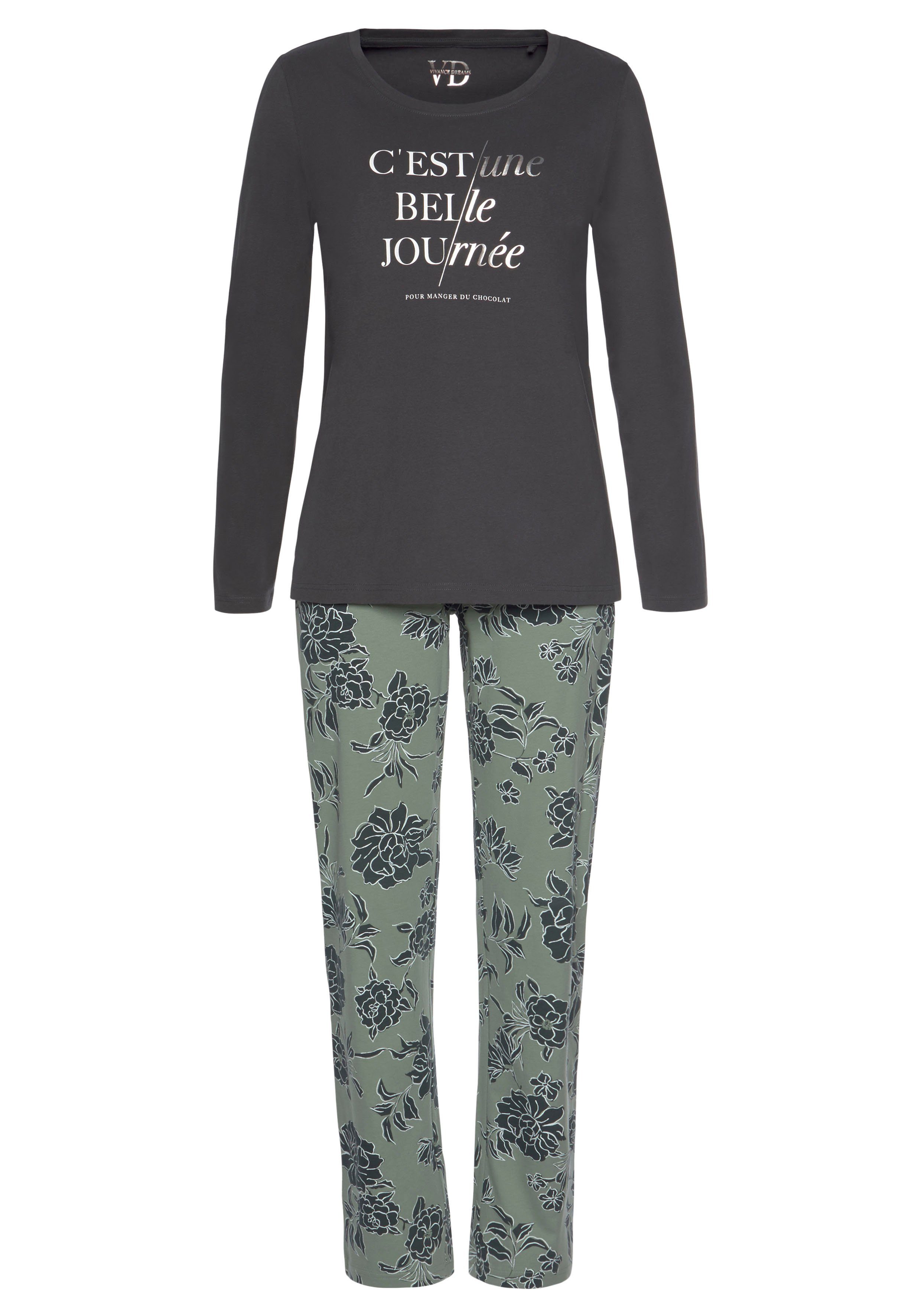Vivance Dreams Pyjama (2 tlg., 1 Stück) mit großem Blumen-Druck