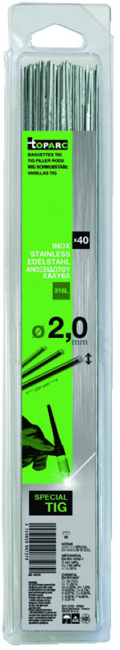 Gys 5193087279 Elétron de adição para soldagem TIG em aço inoxidável 316L, Ø2,0 x 330 mm, 40 unidades