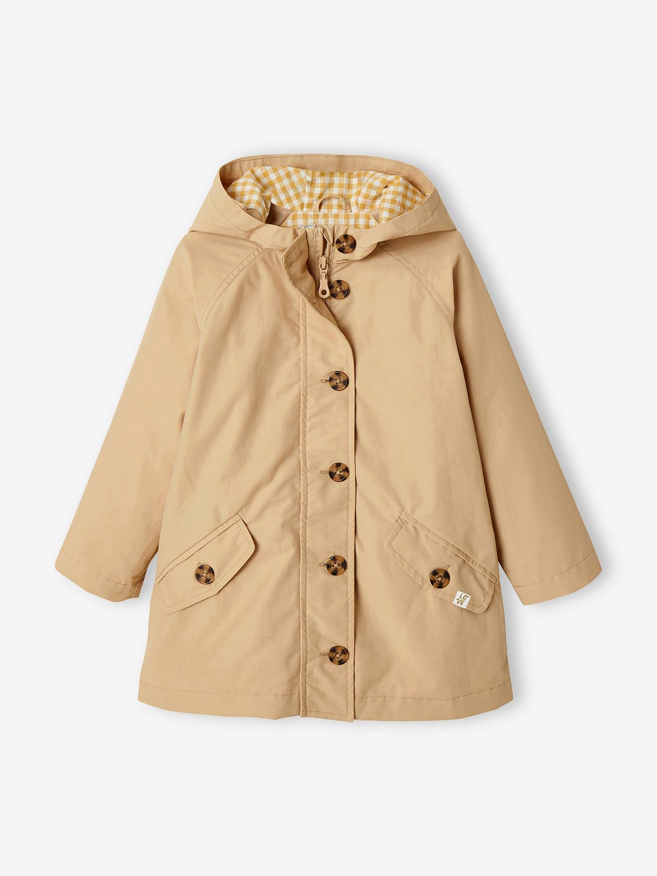 Trench à capuche mi-saison fille beige
