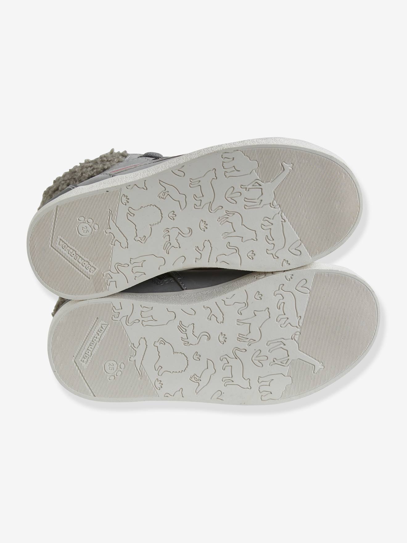 Baskets montantes zippées + lacets fille en cuir gris