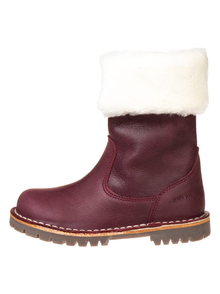 POM POM Leder-Winterboots in Bordeaux günstig kaufen