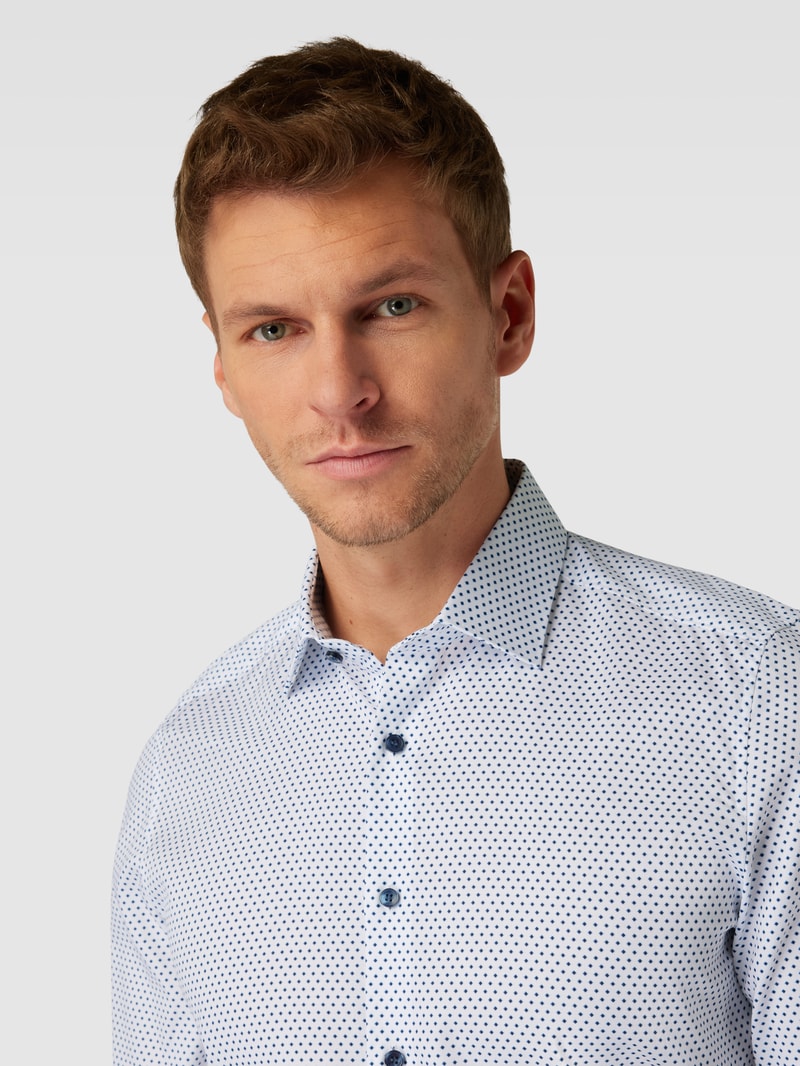 Super Slim Fit Business-Hemd mit Allover-Muster in bleu