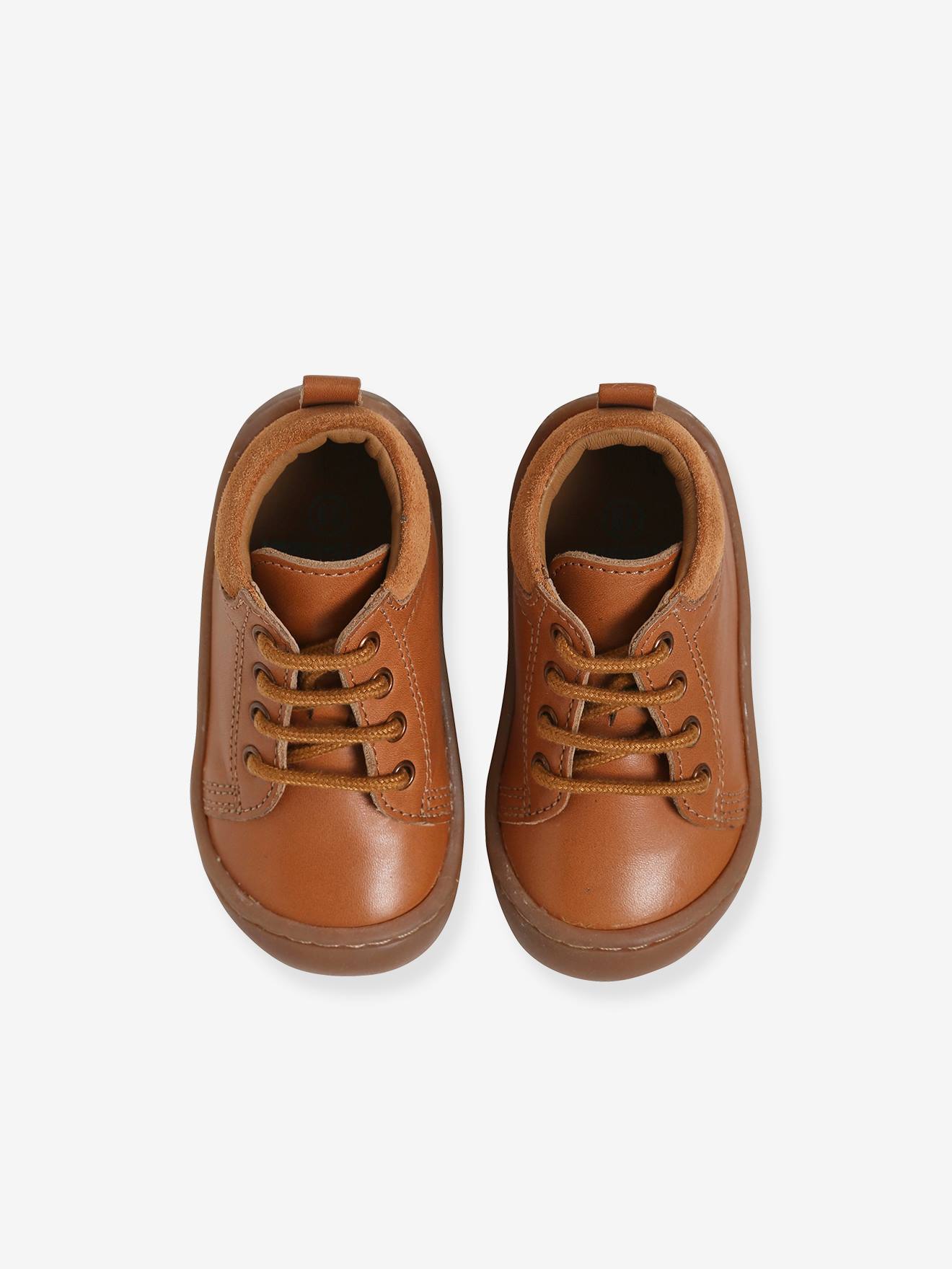 Bottillons cuir souple bébé mixte 4 pattes marron