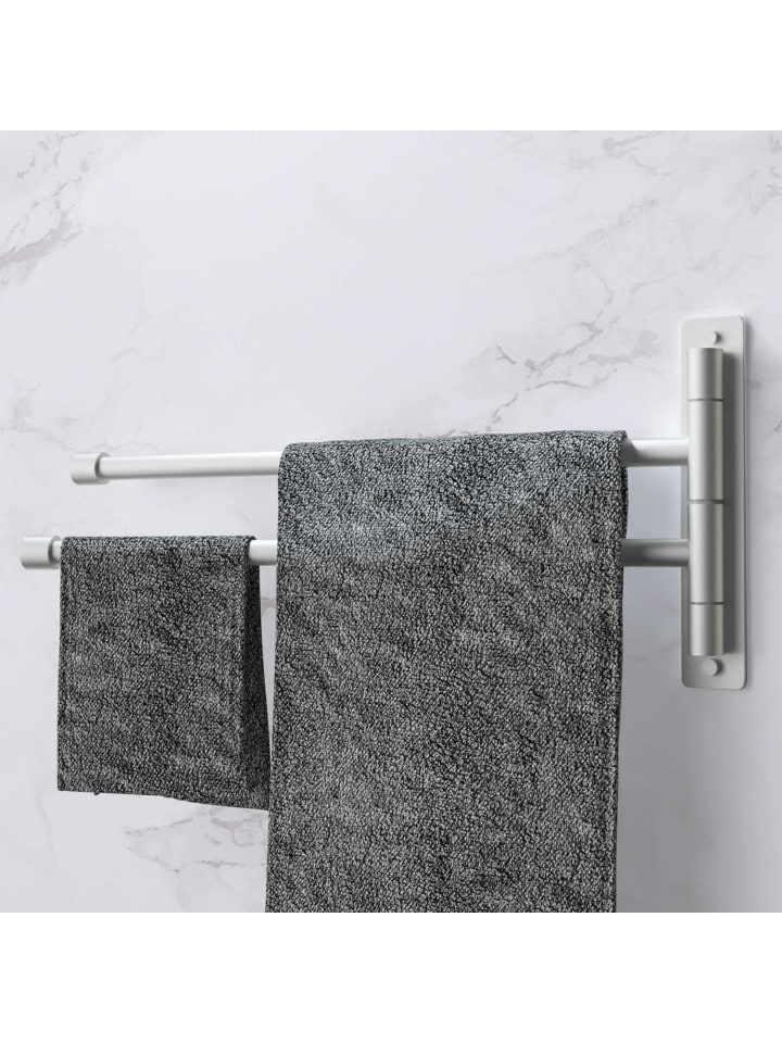 Intirilife Handtuchhalter mit zwei Armen in Silber günstig kaufen onesize