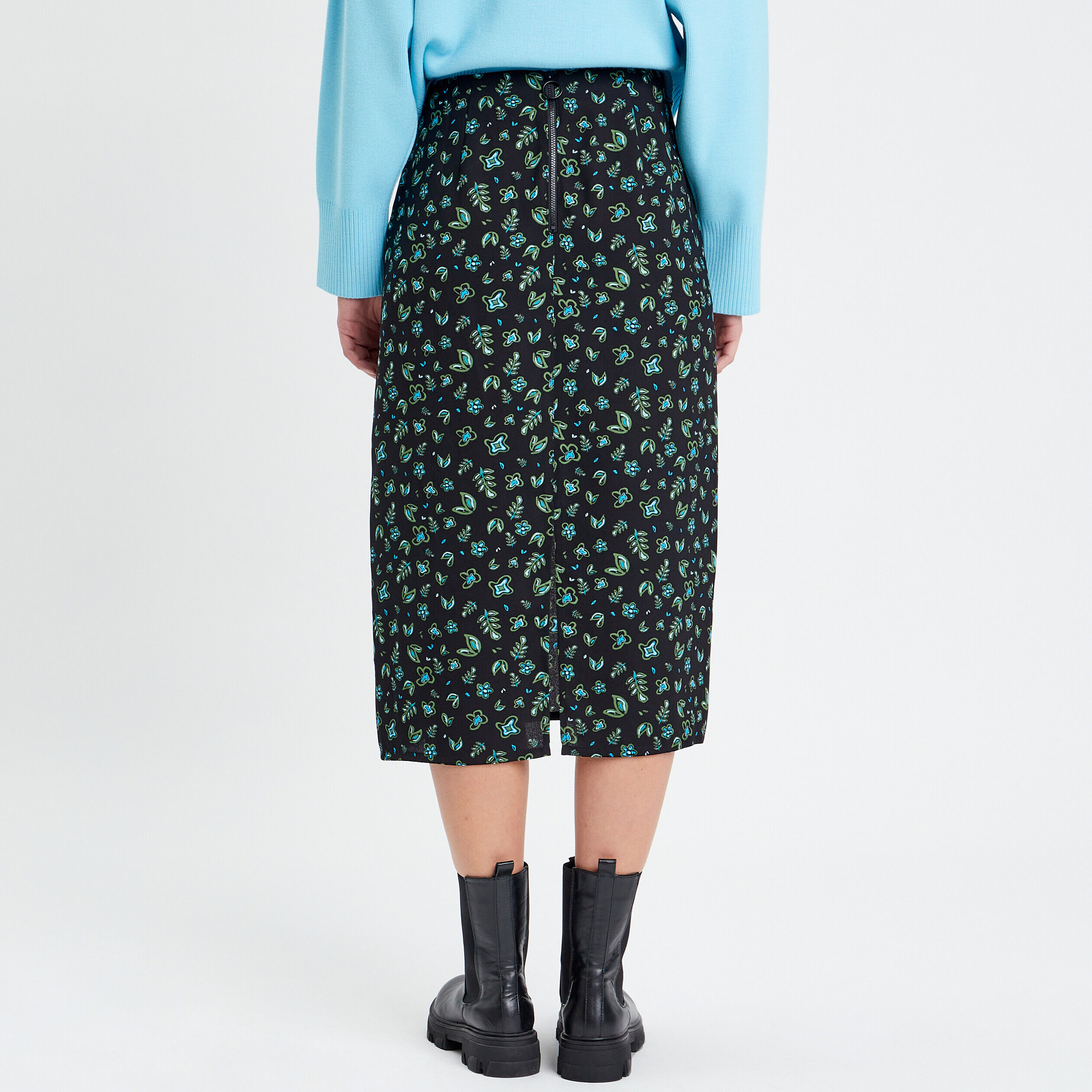 Jupe midi droite noir femme | Cache Cache