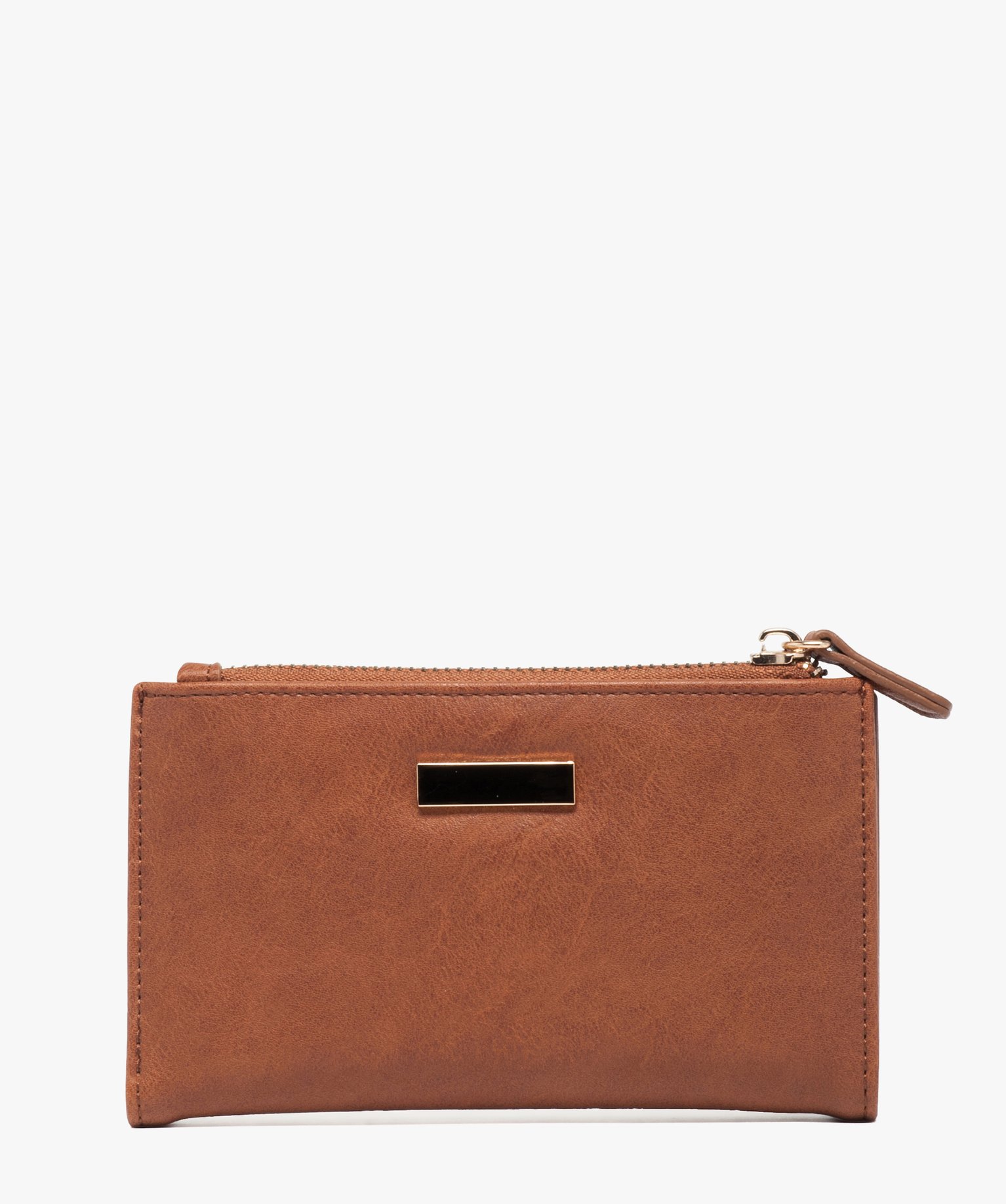 Portefeuille compact multi-compartiments femme cognac | GEMO