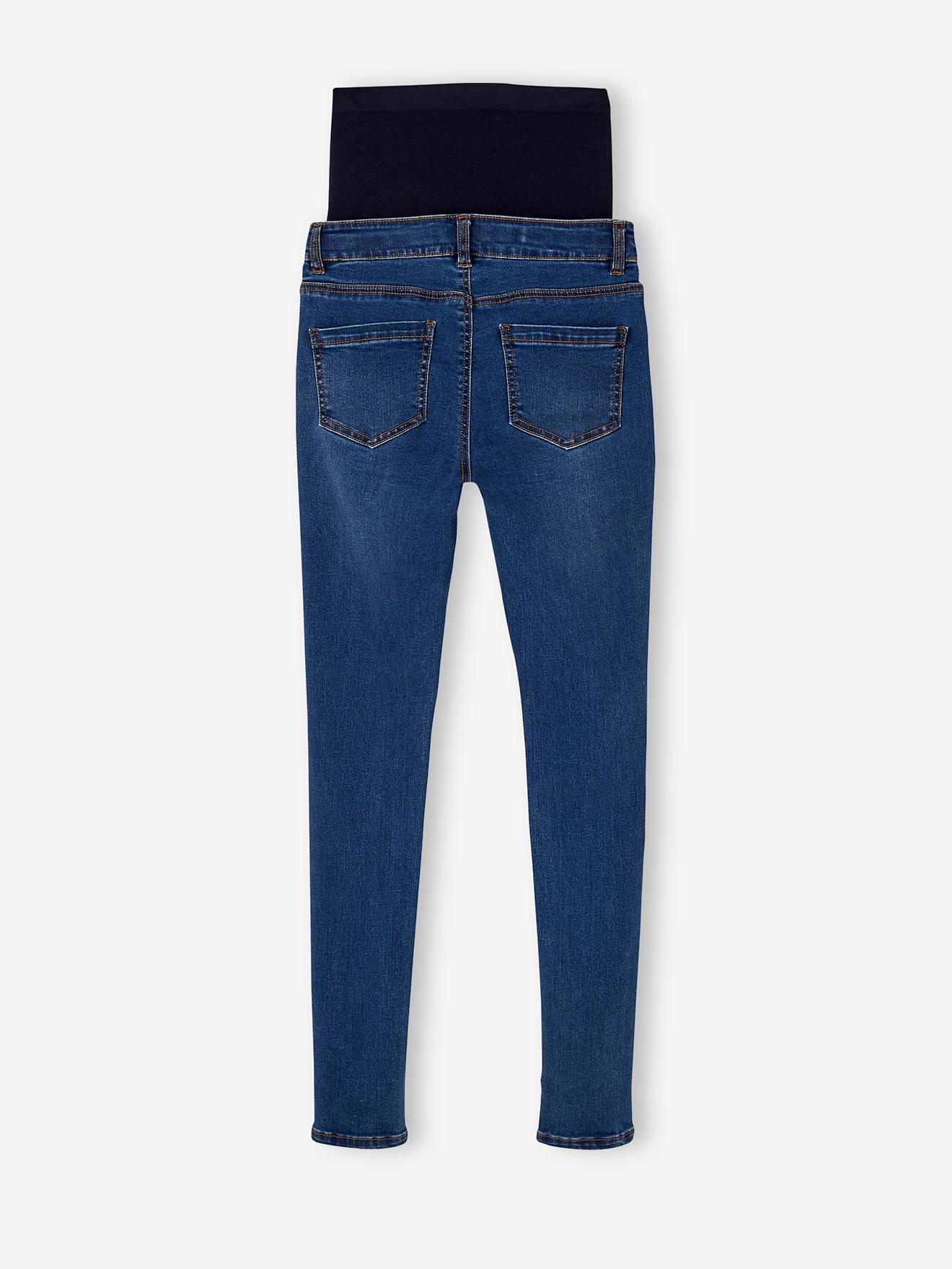 Jean skinny de grossesse bandeau sans couture bleu délavé
