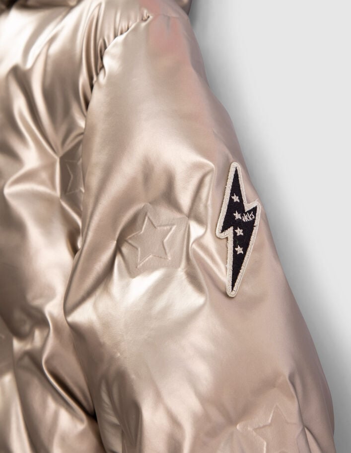 Doudoune champagne à motifs étoiles thermosoudées fille