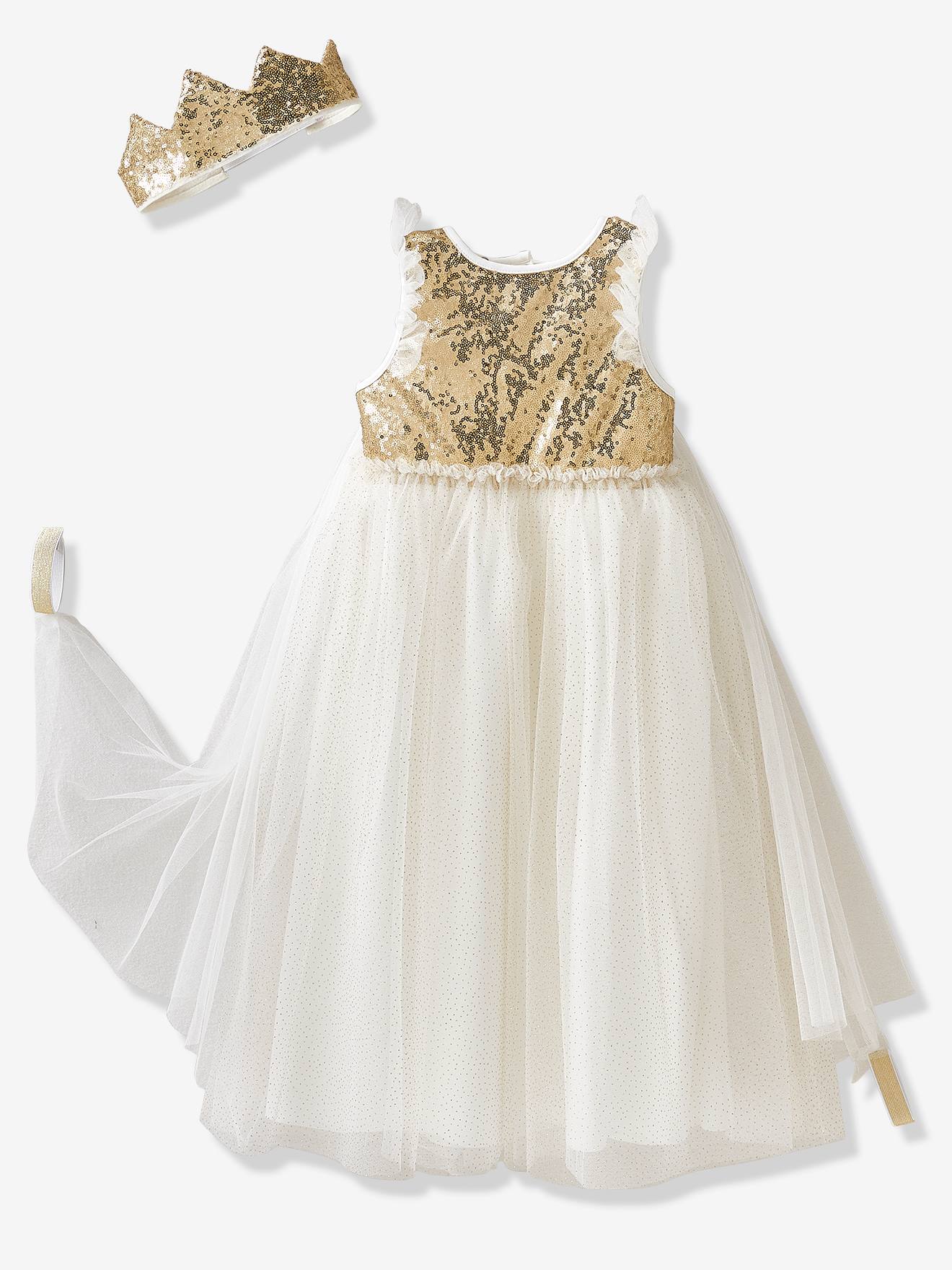 Déguisement de princesse avec voile et couronne bleu