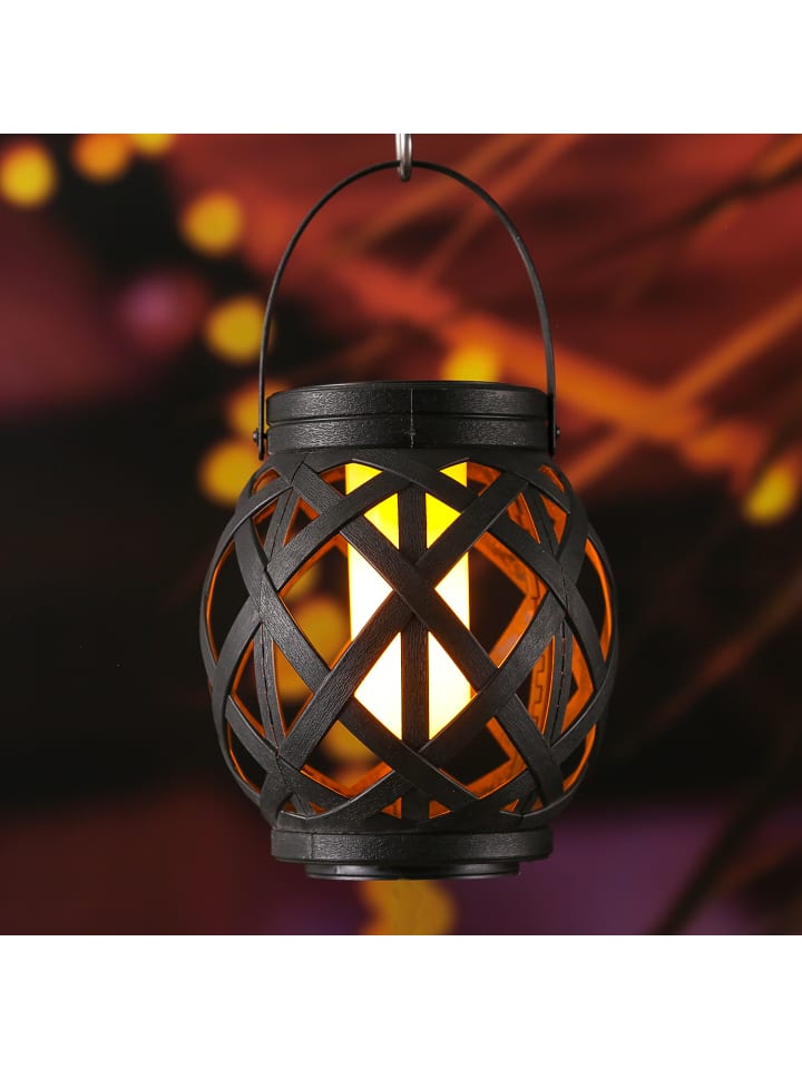 MARELIDA LED Solar Laterne mit Flammeneffekt  H: 16cm in schwarz günstig kaufen onesize
