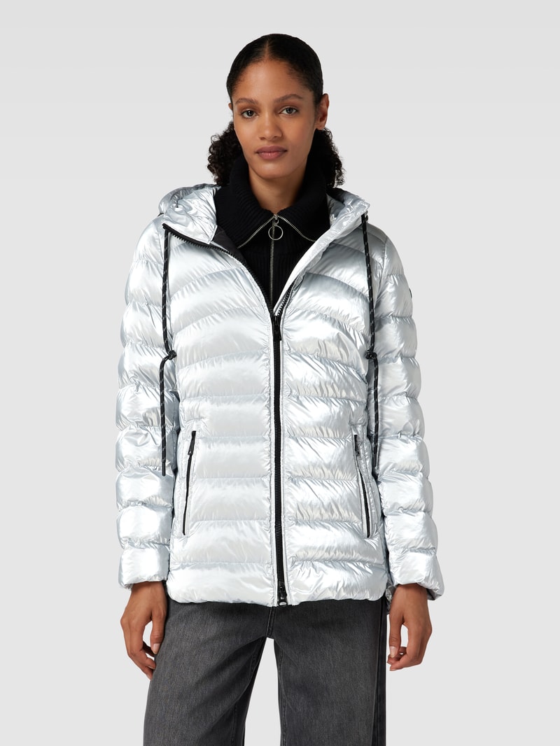 Steppjacke mit Kapuze in silber