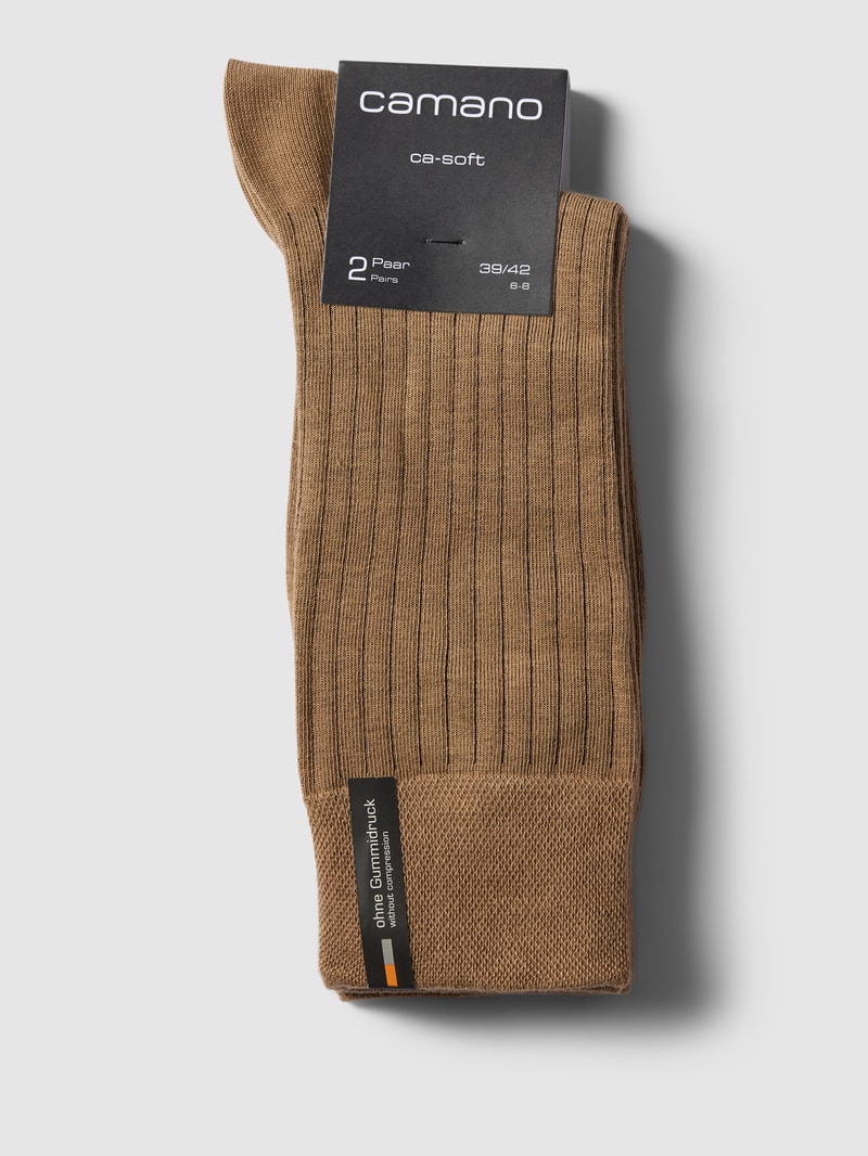 Socken in Ripp-Optik im 2er-Pack in camel