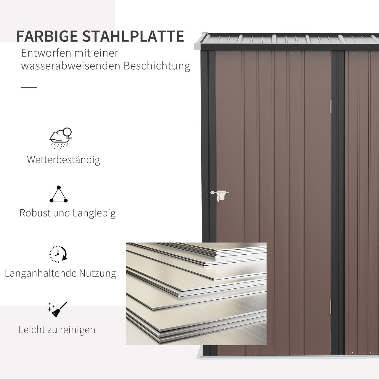 Outsunny Gerätehaus mit Pultdach 1,34 m² Metall Gartenhaus Geräteschuppen