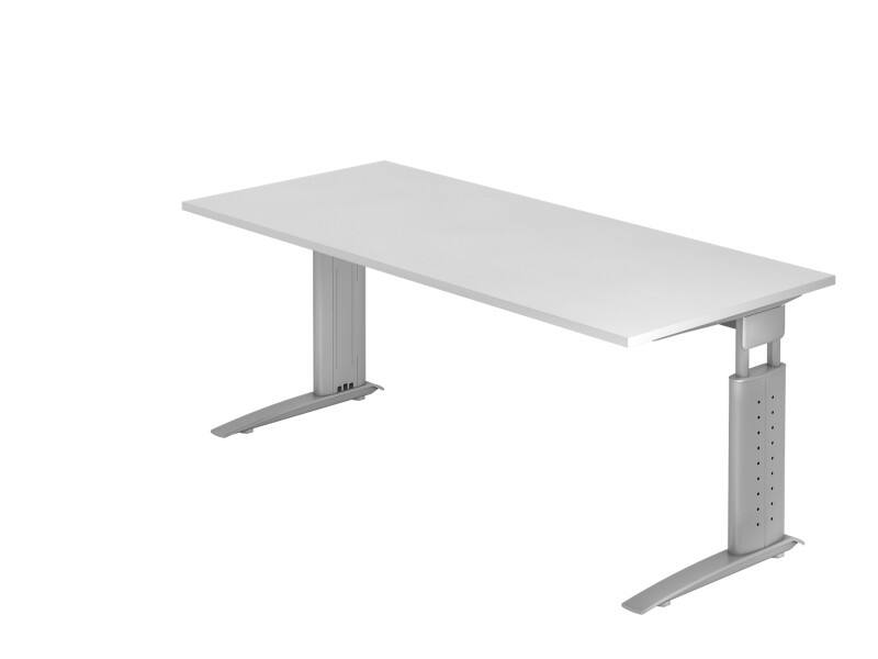 Hammerbacher Schreibtisch US19 Silber, Weiß 1.800 x 800 x 680 x 680 - 860 mm