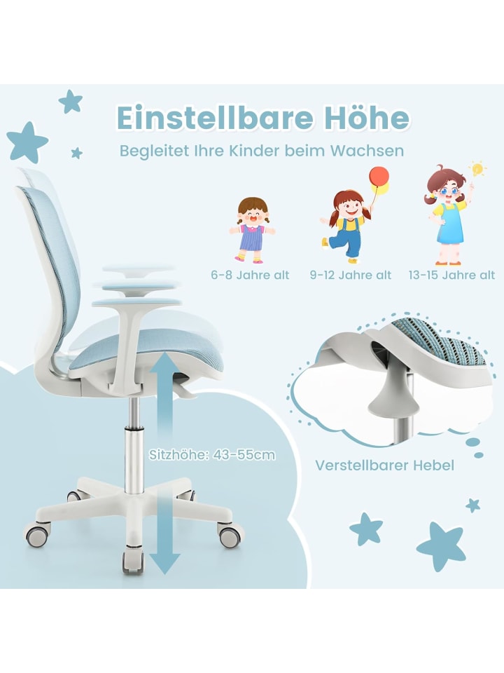 COSTWAY Schreibtischstuhl ab 6 Jahren in Blau günstig kaufen onesize