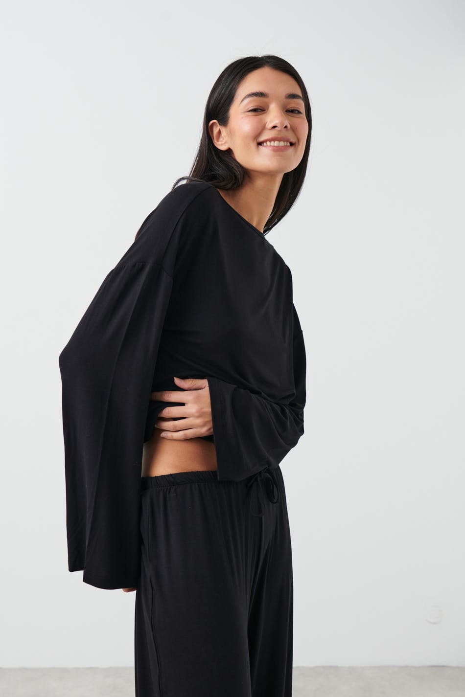 Long flare sleeve top