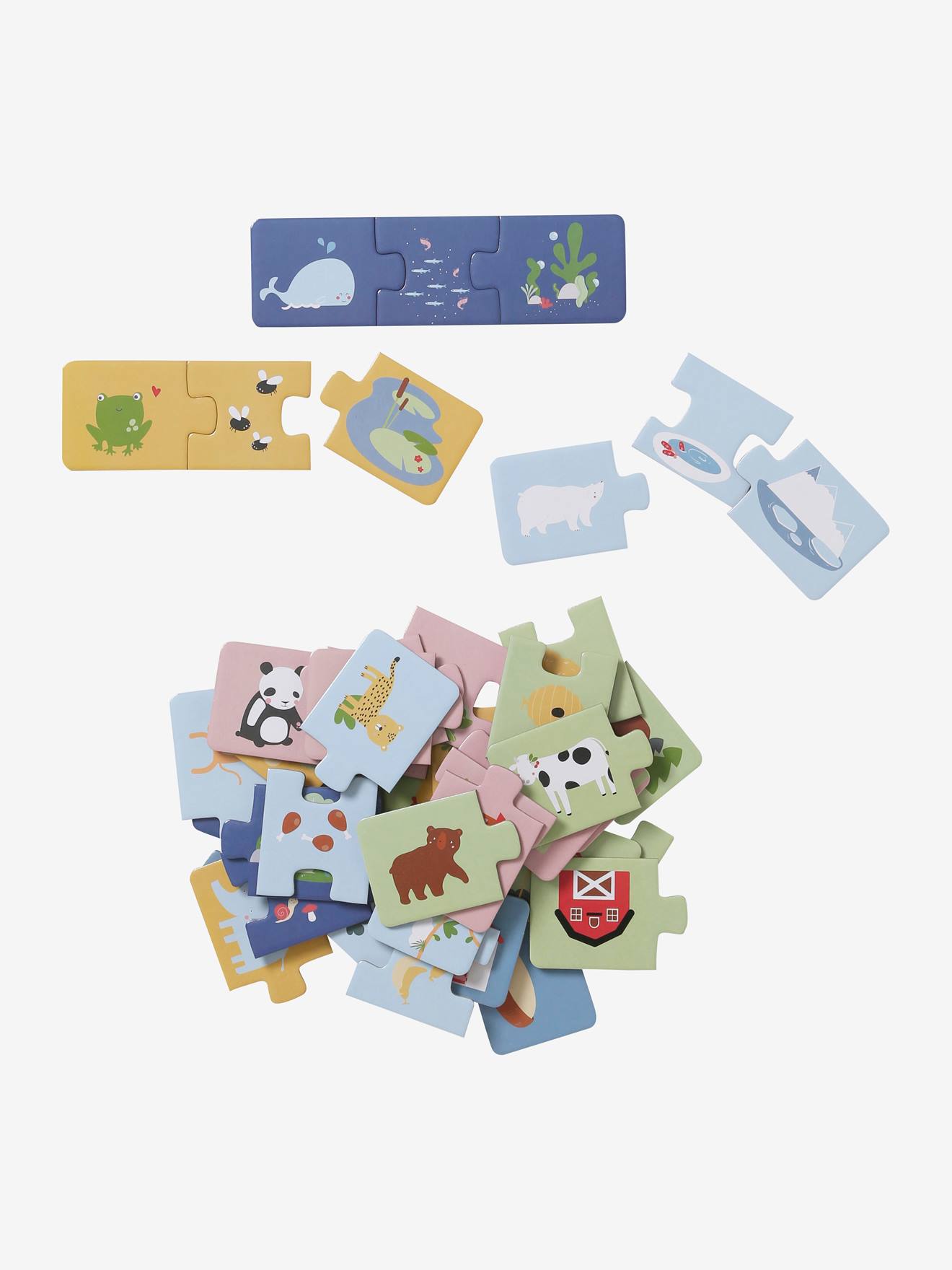 Vertbaudet Kinder Kombinations-Puzzle, Tiere - mehrfarbig