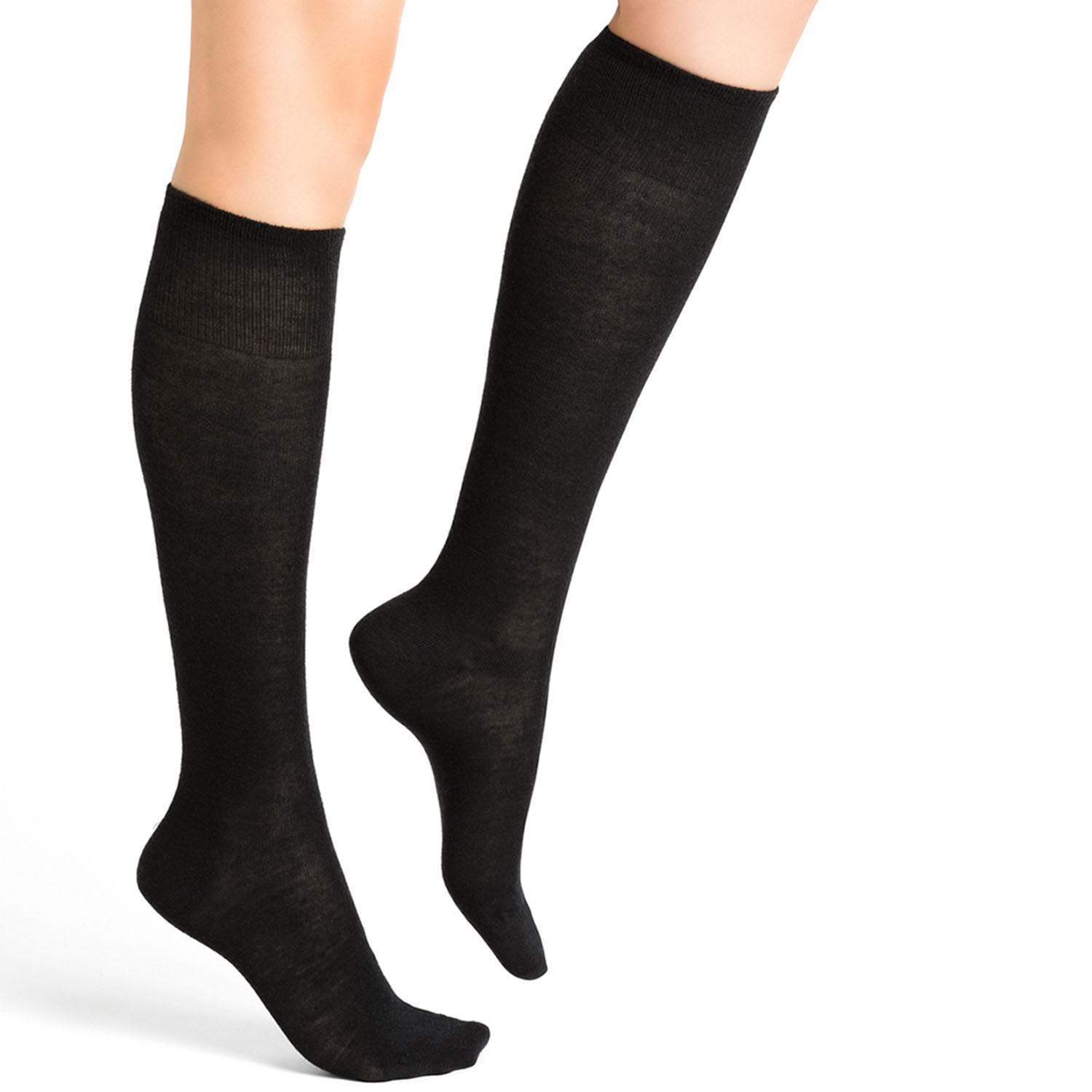 Chaussettes montantes noires BLEU FORET laine mérinos 37-41