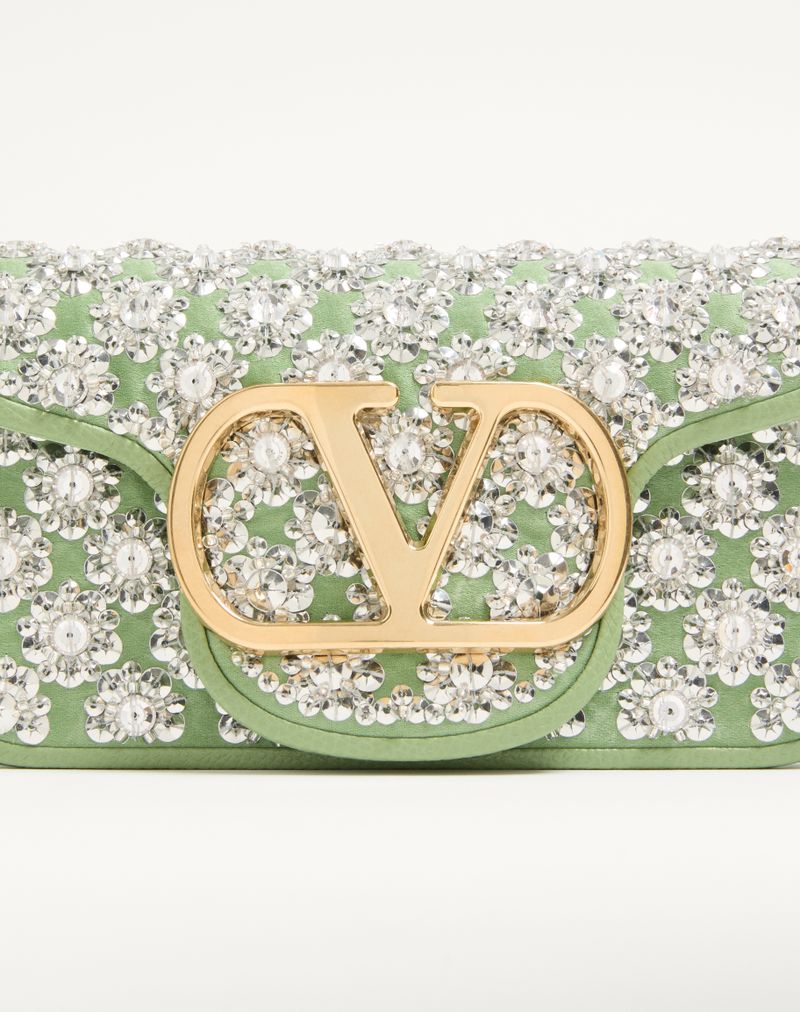 Bolsa de ombro pequena bordada Valentino Garavani Locò