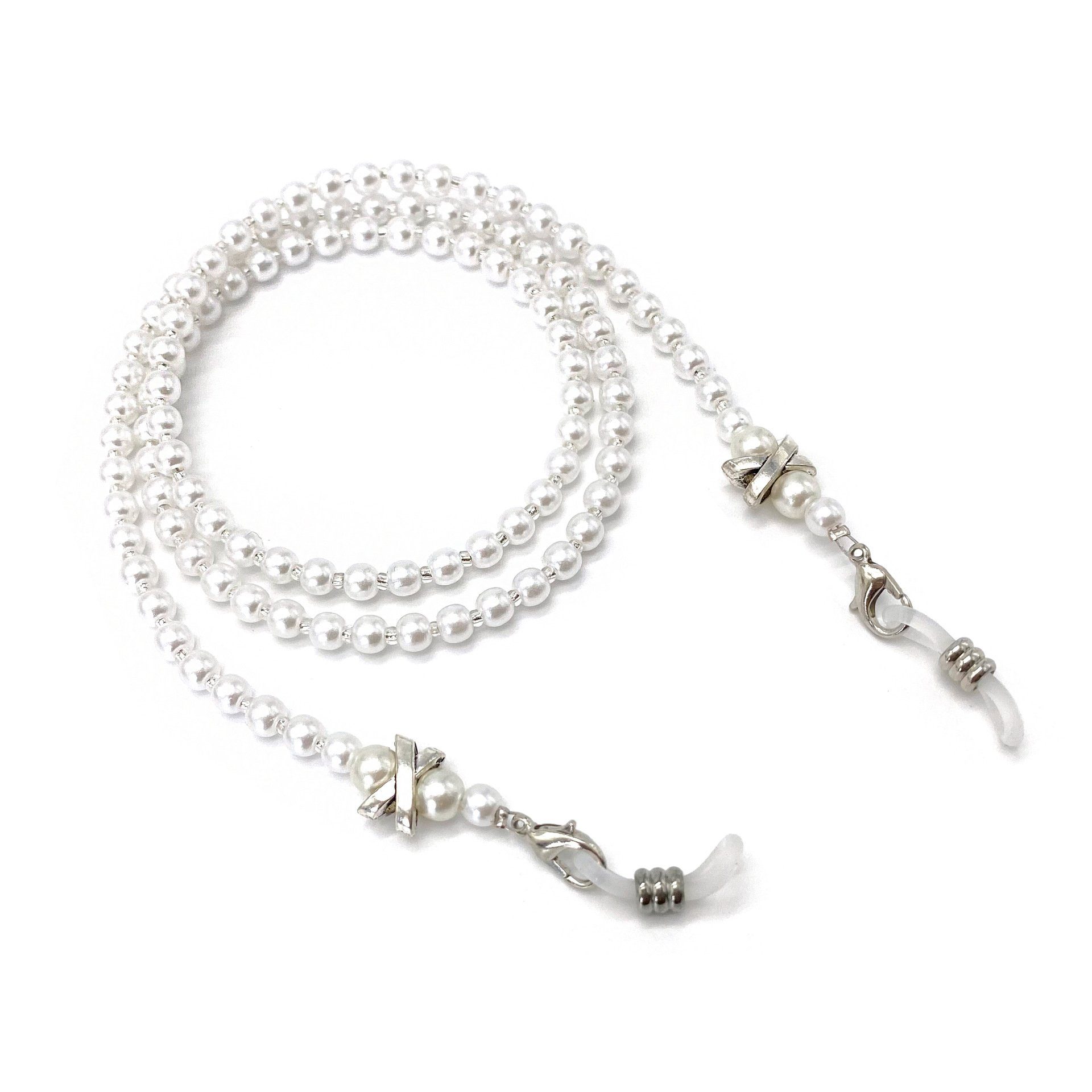 DRSEON Brillenkette 2 Stück Brillen Kette kleine weiße Perlen Halskette Strap