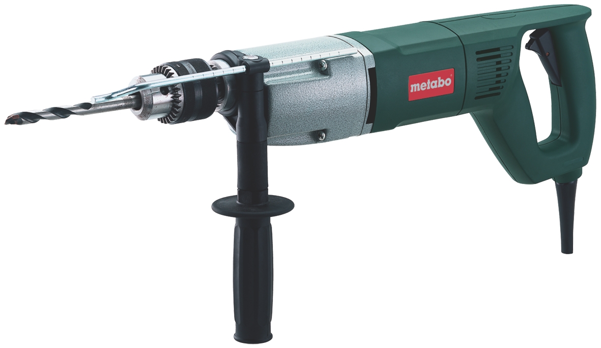 Taladro Metabo 600806000 BDE1100 de 1100 vatios con dos velocidades ajustables electrónicamente.