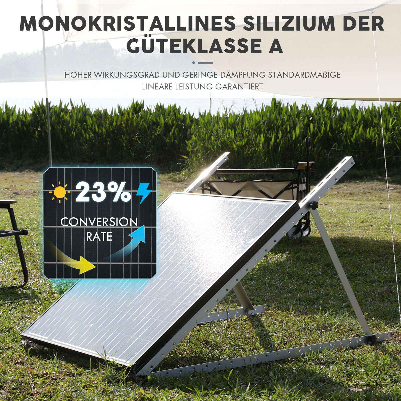 iscooter Solarmodul 100W Solarpanel 18V Monokristallines Solarmodul IP67, Solarzelle zum Laden von Balkon, Haus, Garten, Wohnwagen, Boot