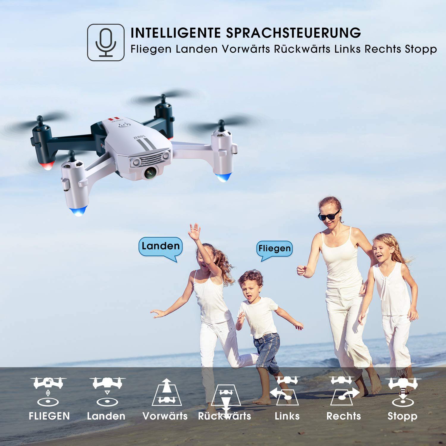 4DRC für Kinder & Anfänger, klappbarer Quadcopter Spielzeug-Drohne (1080P HD, FPV-Live-Video, automatischer Schwebeflug)