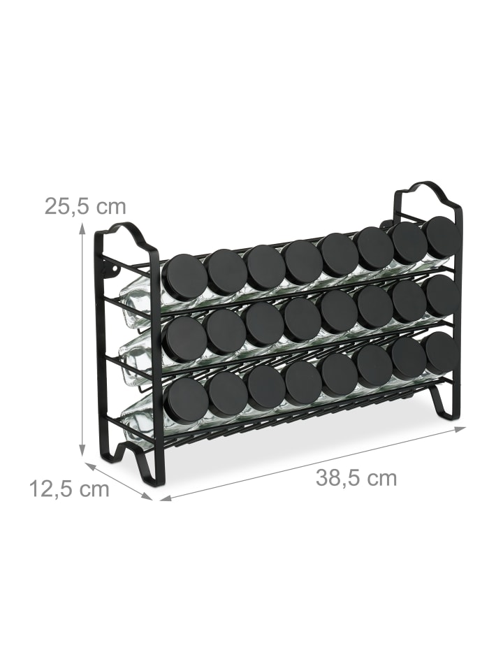 relaxdays Gewürzregal in Schwarz - (B)38,5 x (H) 25,5 x (T)12,5 cm günstig kaufen onesize