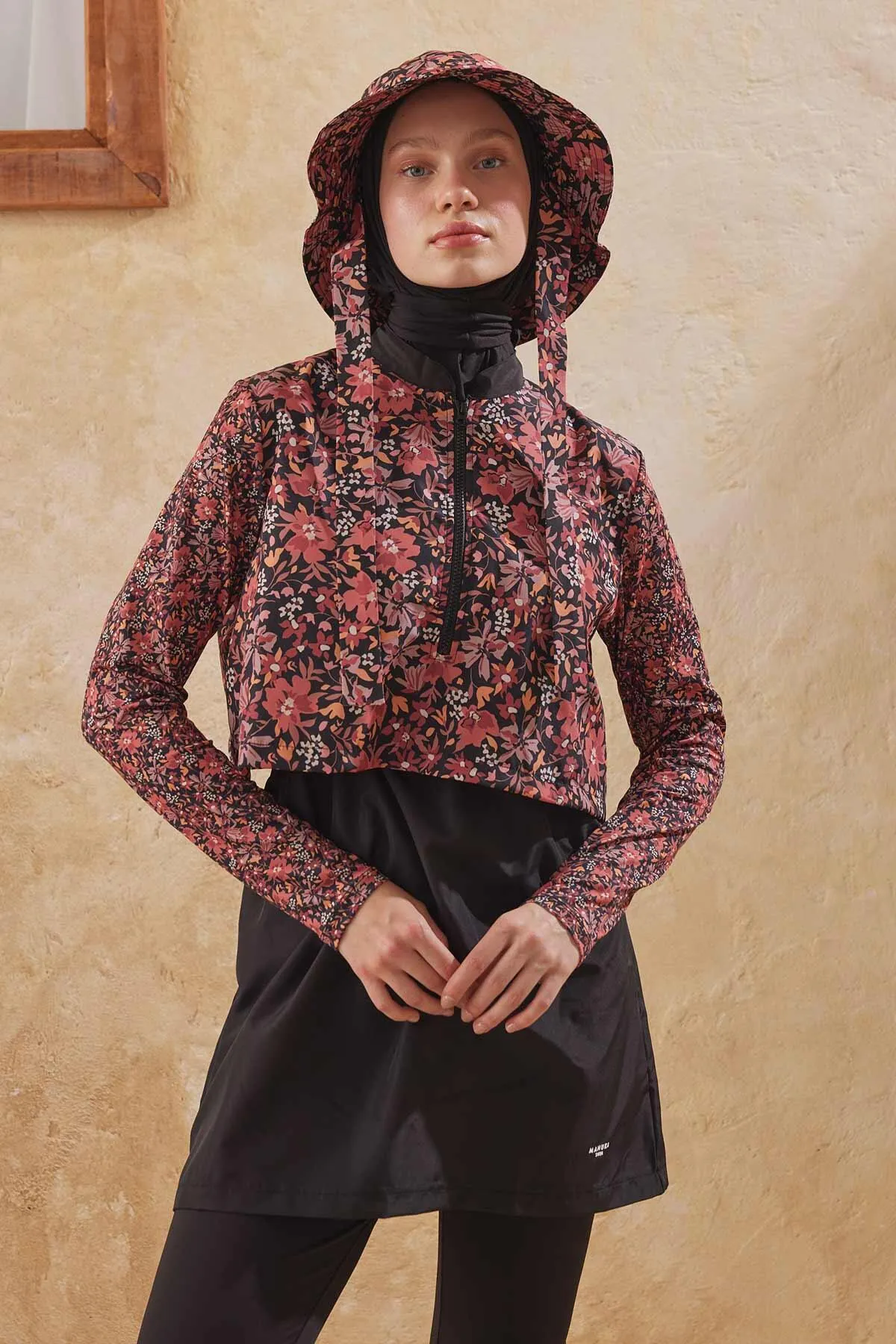 Manuka  3-TEILIGES HIJAB-BADEANZUG-SET AUS FALLSCHIRMSTOFF RETRO-BLUME