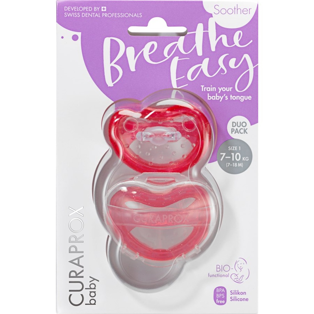 Curaprox Duo de sucettes roses accessoire pour bébés