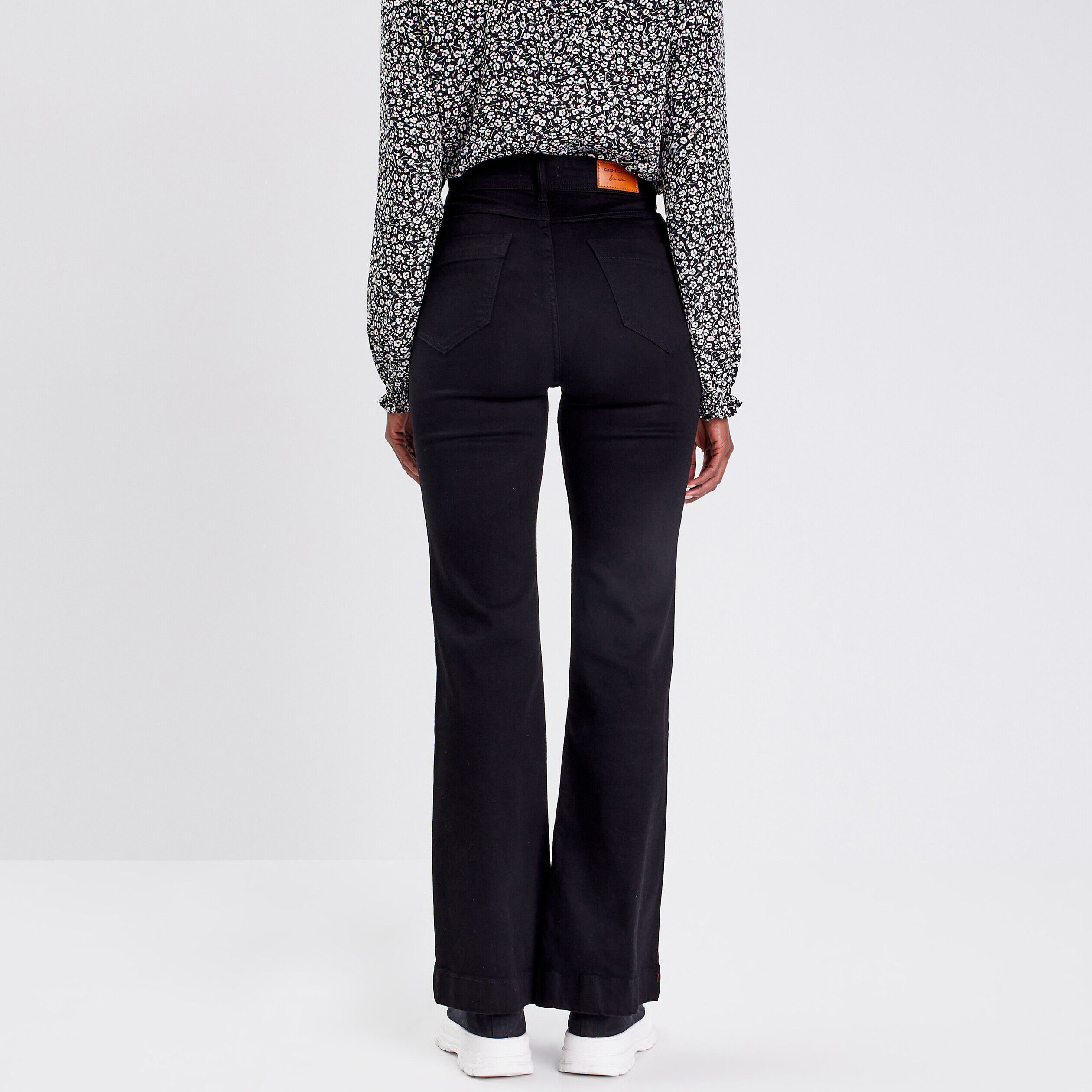 Jeans flare taille haute denim noir femme | Cache Cache