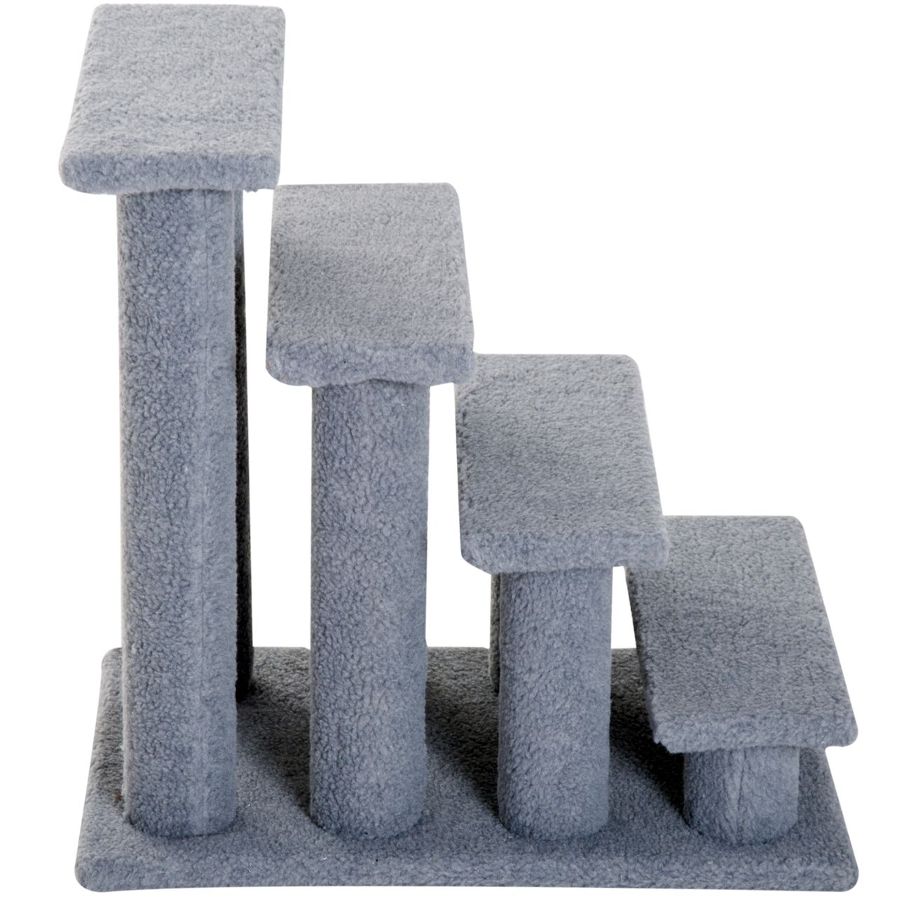 PawHut Tiertreppe Katzentreppe Hundetreppe Treppe für Katze und Hunde 4 Stufen Beige/Grau 63,5x43x60cm