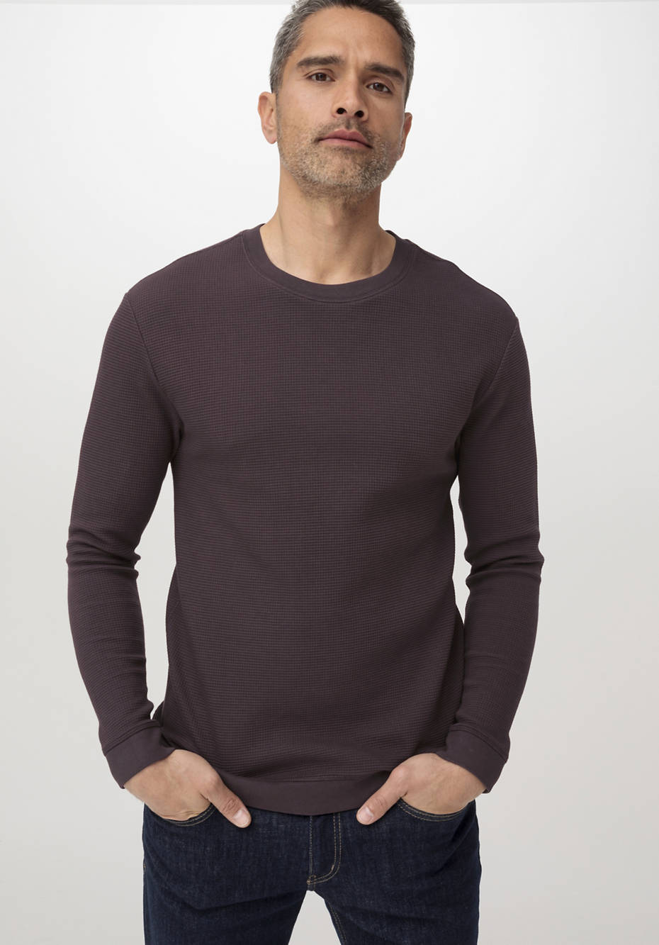 Waffelpiqué-Pullover Regular aus reiner Bio-Baumwolle