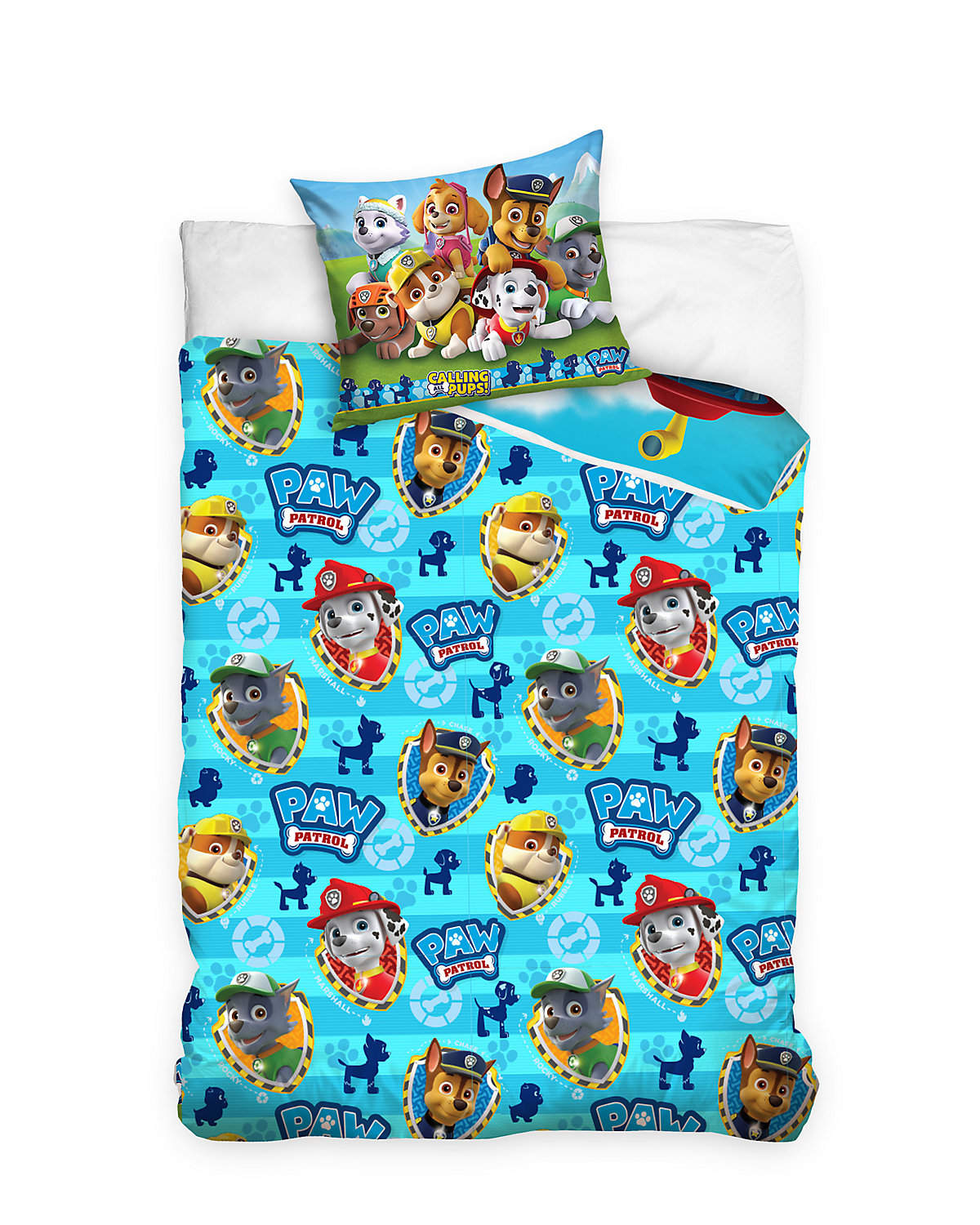 Kinder-Bettwäsche Jungen und Mädchen Paw Patrol, Renforcé, 135 x 200 cm + 80 x 80 cm