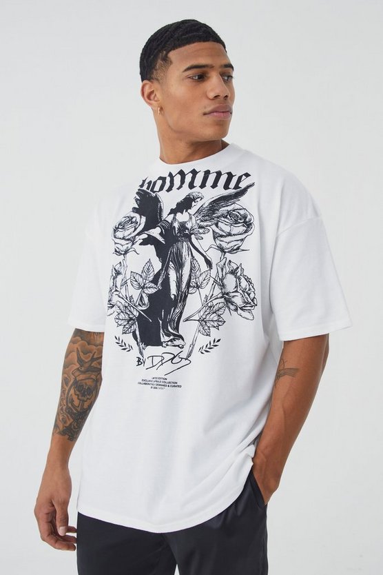 Oversize T-Shirt mit Homme-Print