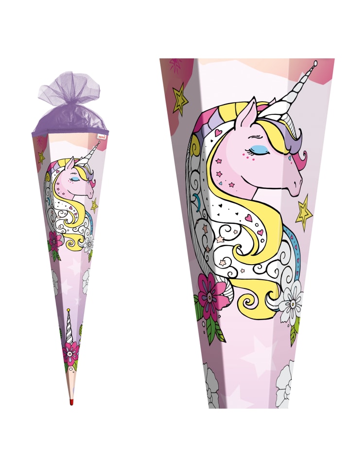 ROTH Scribble-Schultüte Einhorn 85 cm, zum Ausmalen in Bunt günstig kaufen onesize