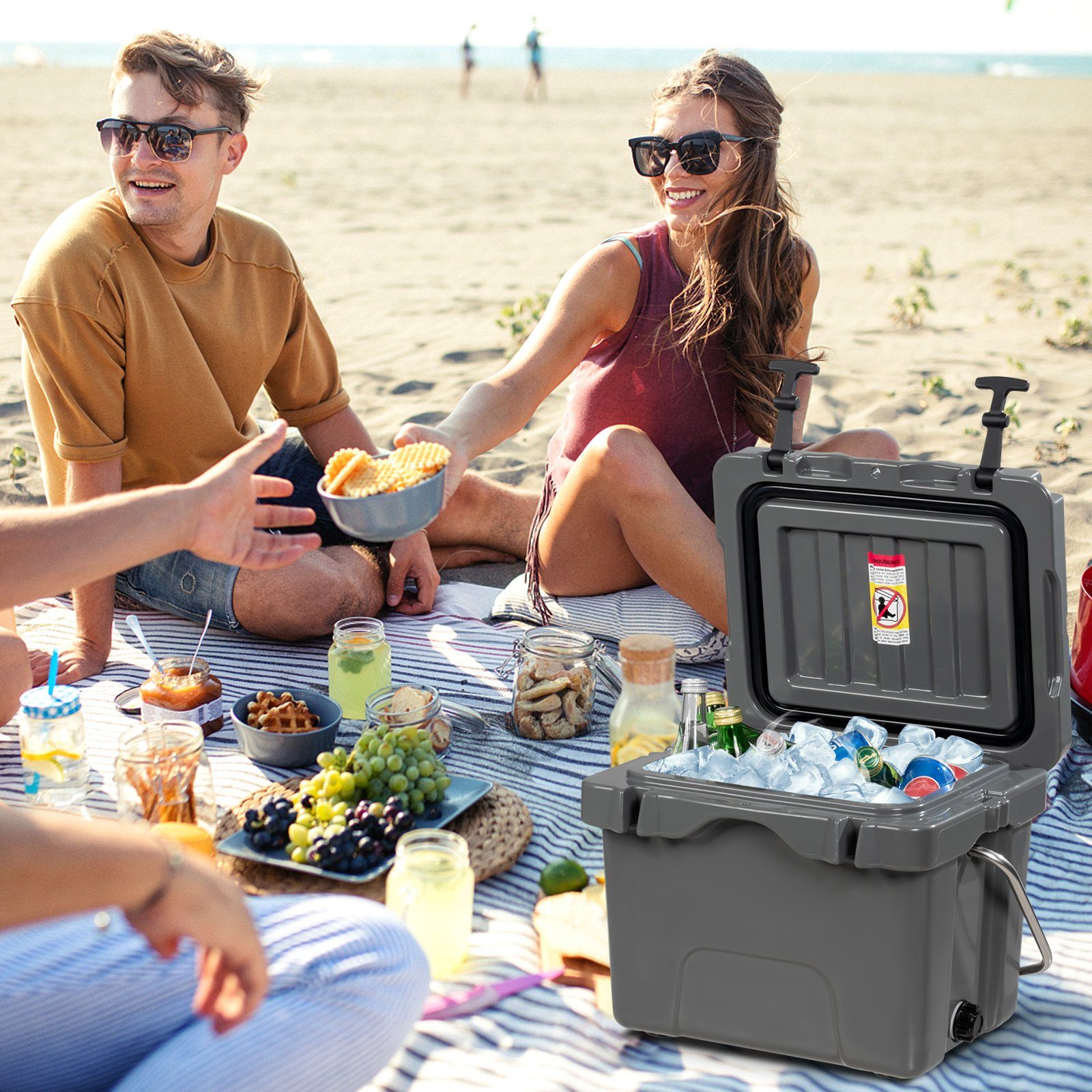 COSTWAY Kühlbox, 15 l, 15L, -30°C bis 75°C, mit Griff & Getränkehalter, 45x34x33cm