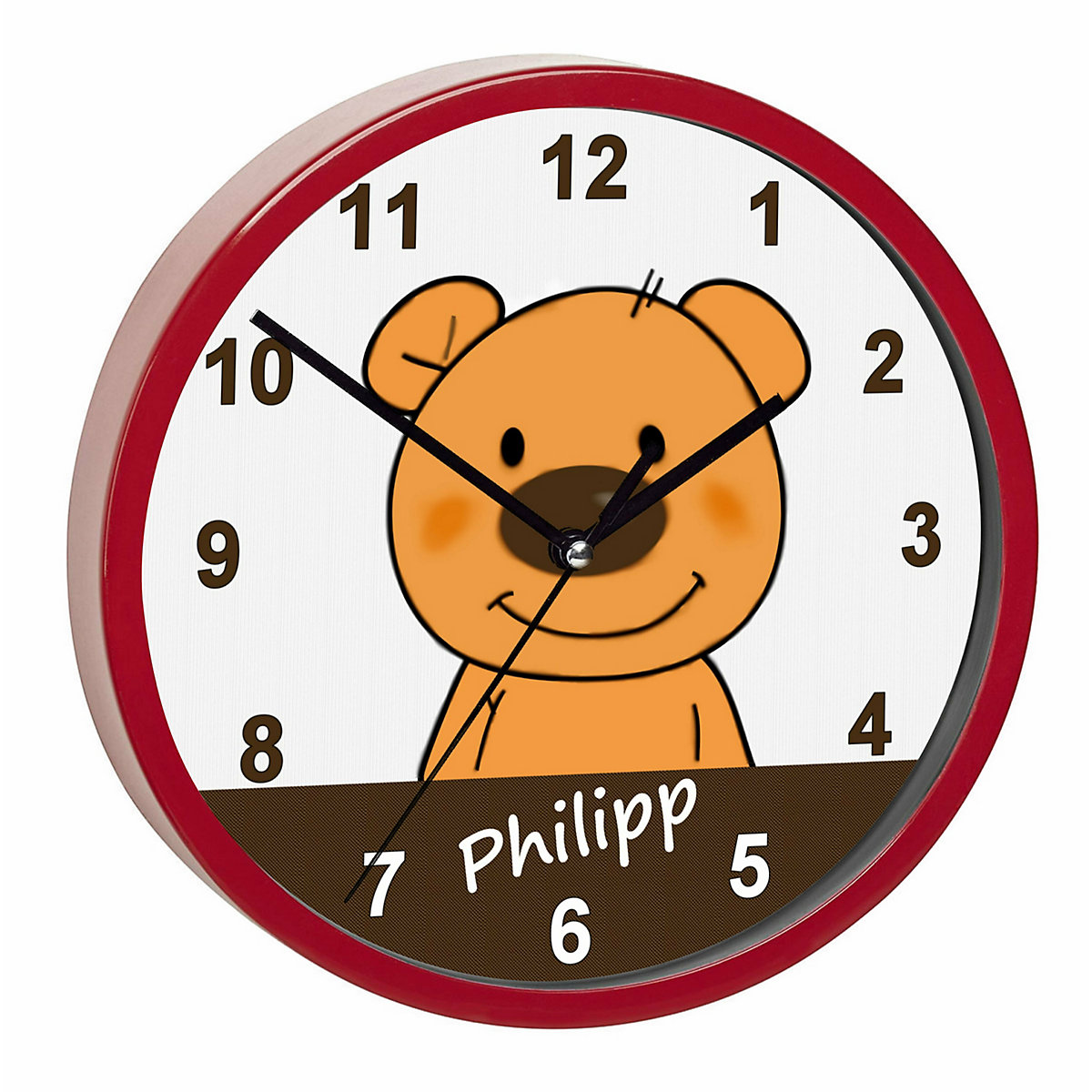 Kinder Wanduhr personalisiert mit Name Teddy Bär