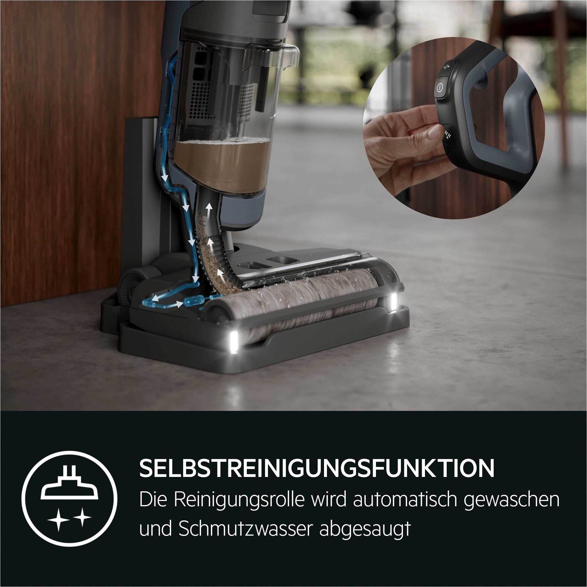 AEG Nass-Trocken-Akkusauger ULTIMATE 8000 WET&DRY (AW81U3DB), 86,4 W, beutellos, mit Wischfunktion, wet&dry, kabellos, beutellos, Selbstreinigung