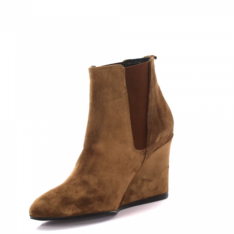 Lanvin - Keilstiefeletten Veloursleder - beige