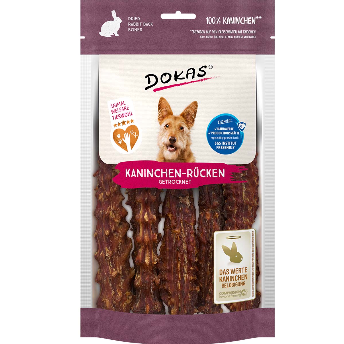 Dokas Hundesnack Kaninchenrücken getrocknet kaufen bei ZooRoyal