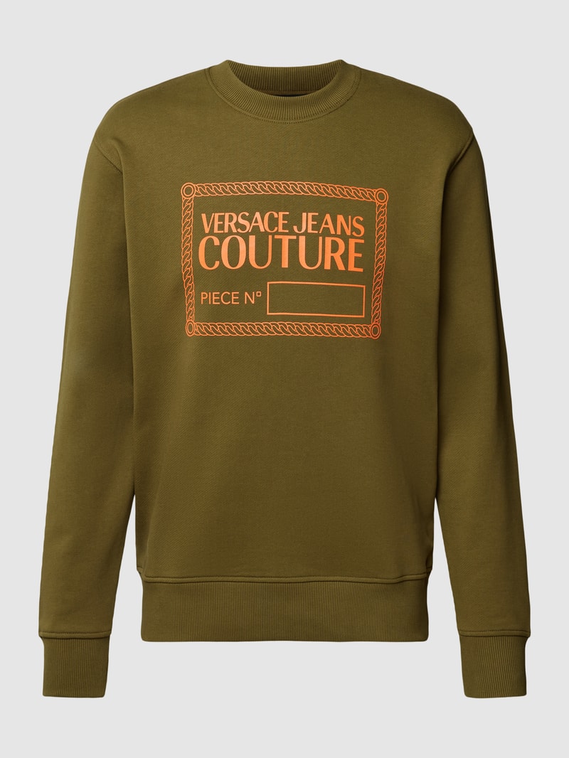 Sweatshirt mit Label-Print in olivgrün