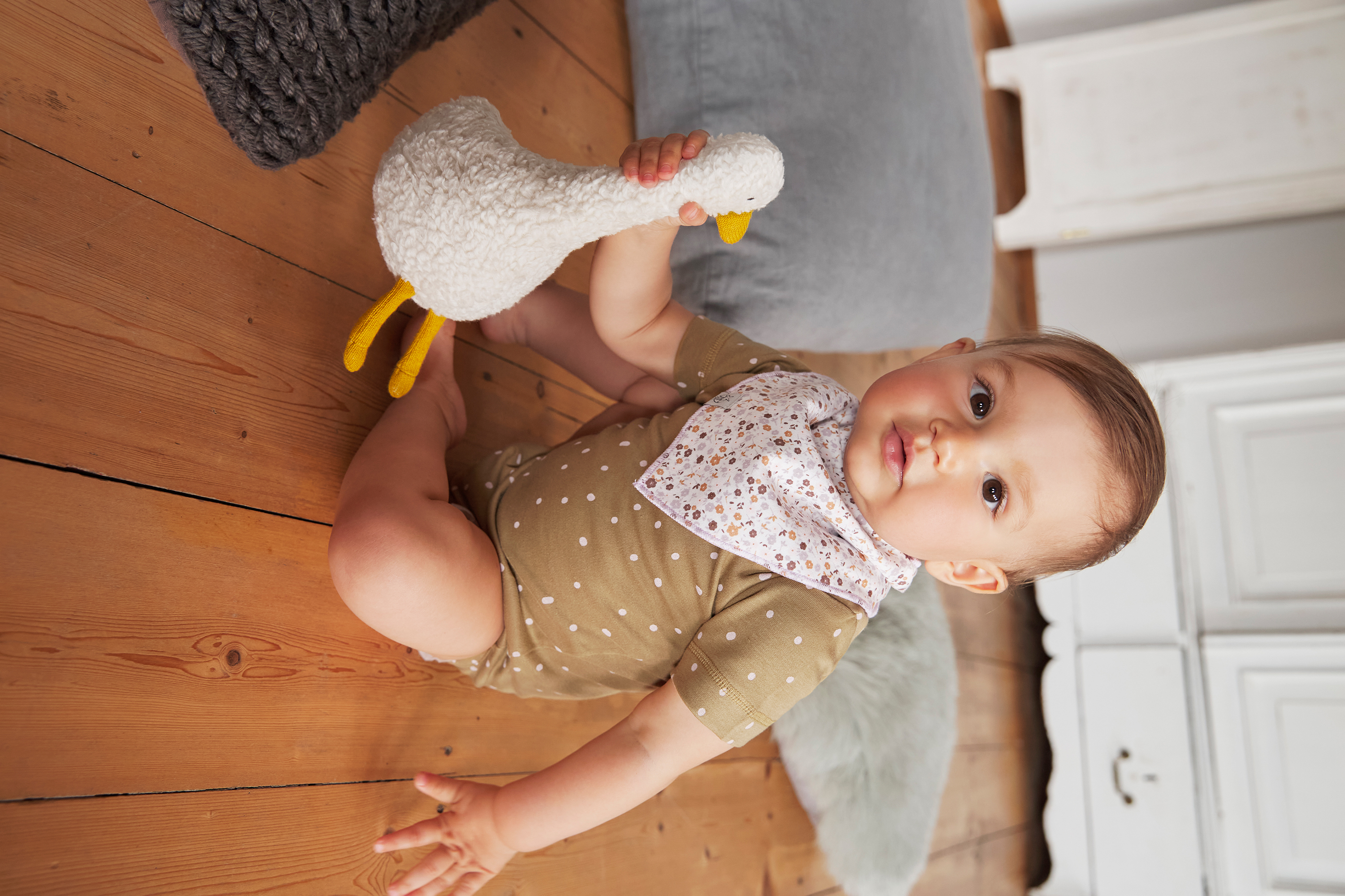 Baby Body kurzarm - Bio Baumwolle, Punkte, Gelb