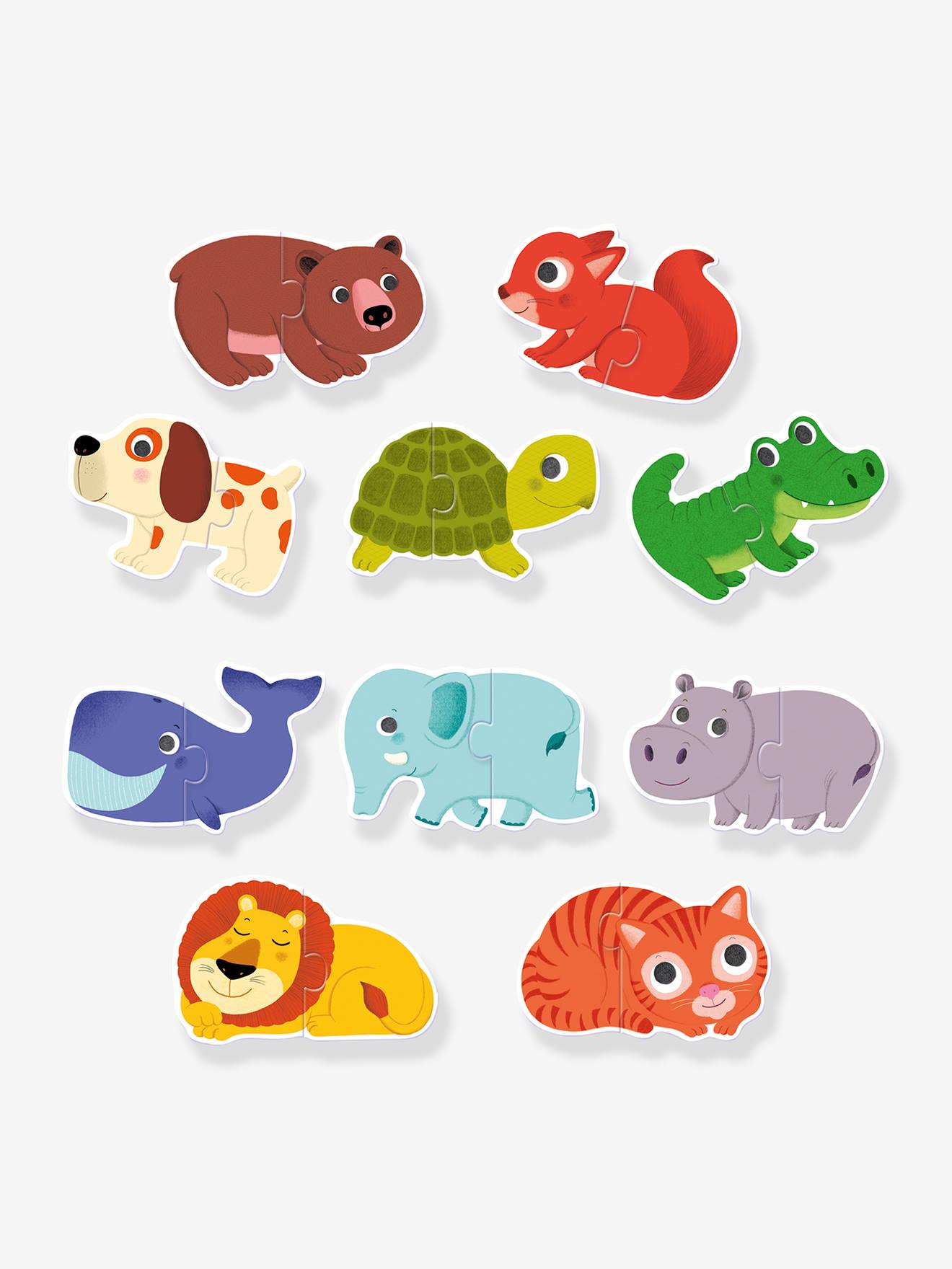 Djeco 10 Baby Tierpuzzles DJECO, 2-teilig - grün