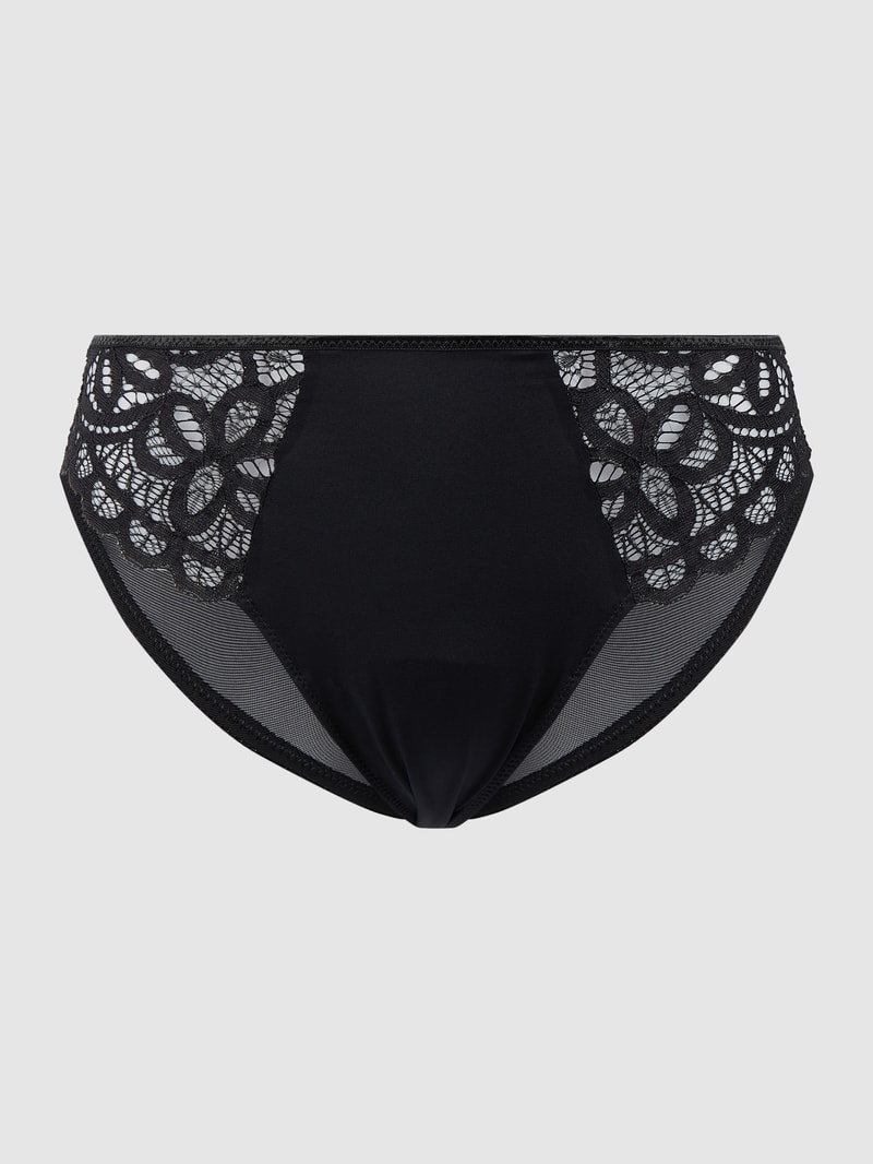 String mit Spitze in schwarz