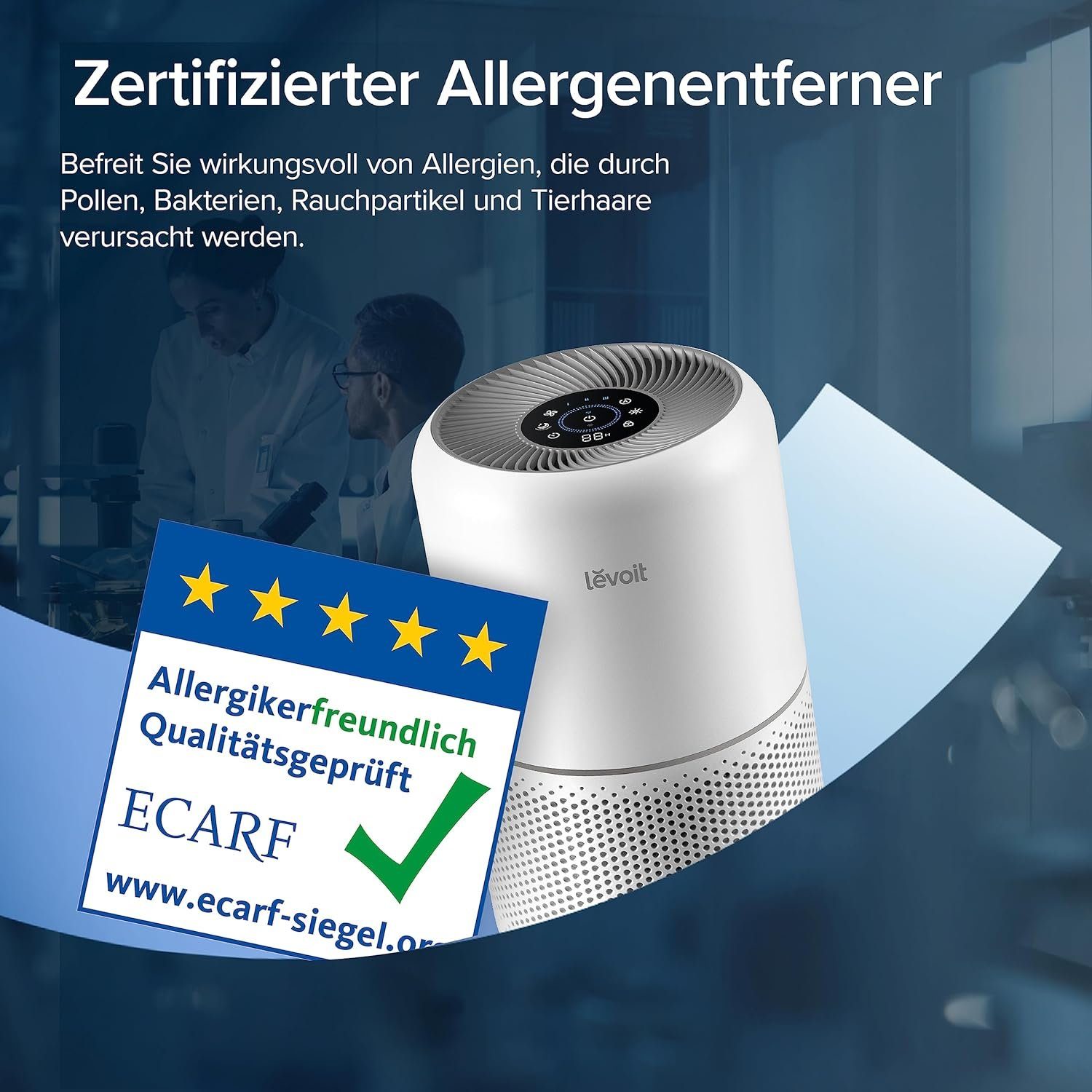 Levoit Luftreiniger Allergiker mit HEPA Luftfilter gegen Schimmel Staub Pollen Tierhaare, für 50 m² Räume, CADR 240m³/h Raucherzimmer Air Purifier 22dB Schlafmodus Timer