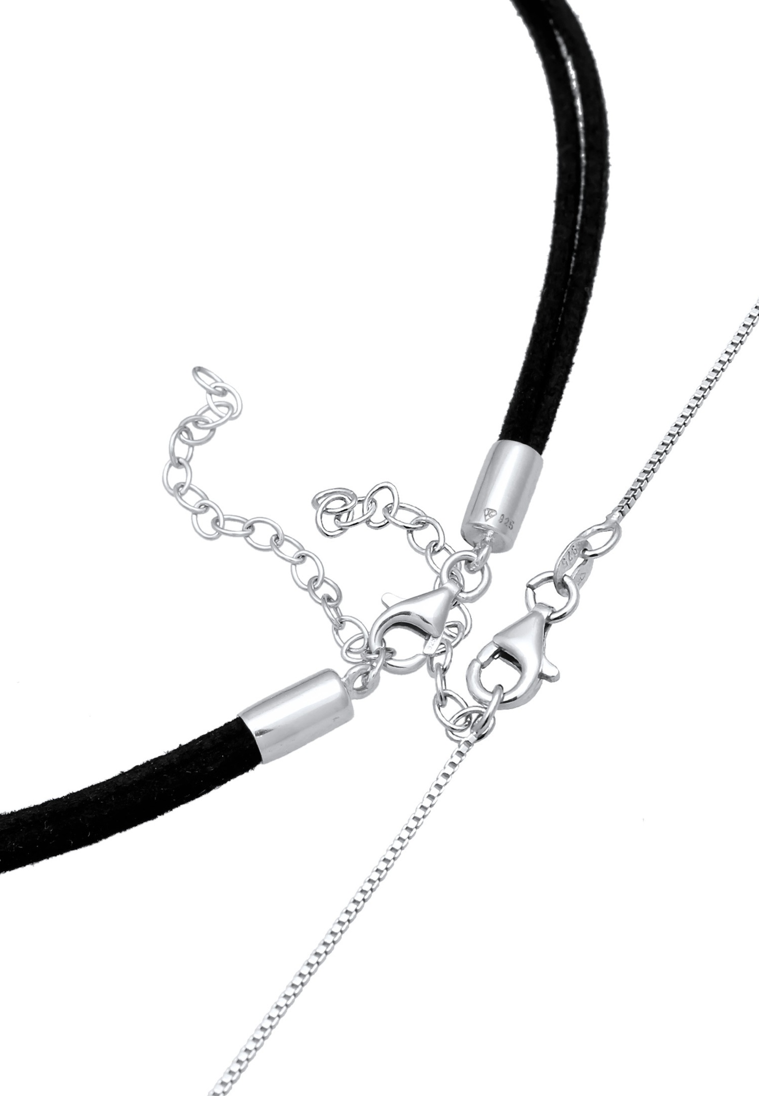 Naszyjnik-koszulka damska Elli Venetian Circle Choker ze srebra próby 925 i zamszu