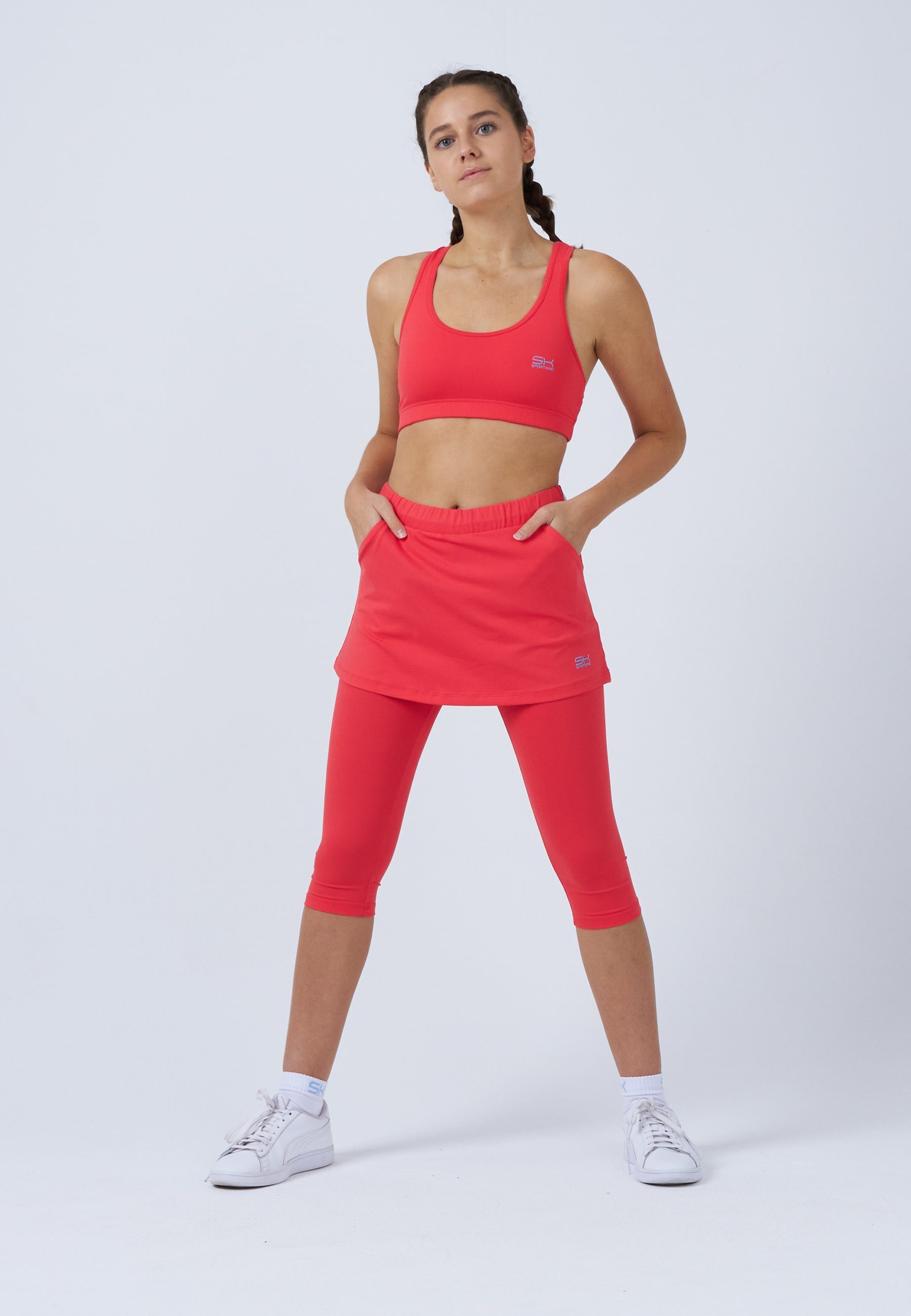 SPORTKIND Tennisrock 2-in-1 Skapri Rock mit Leggings Mädchen & Damen pfirsich